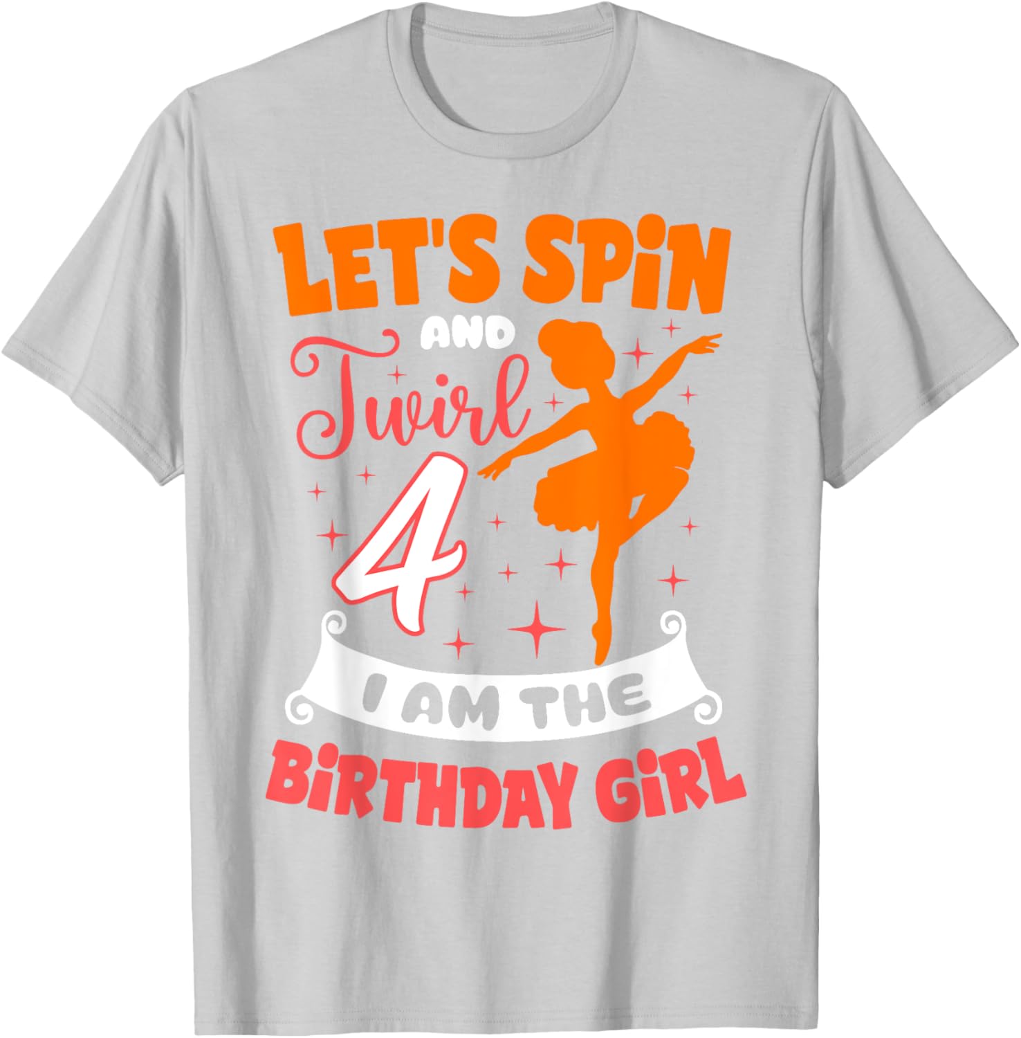 Ballerina Birthday Girl 4th Bday Pointe T-Shirt for Young Dancers - 19