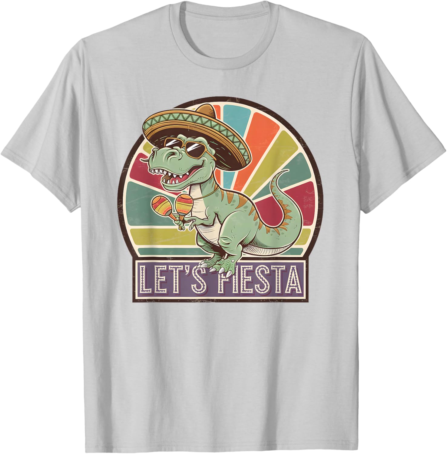 Lets Fiesta Mexican Dino T-Rex Cinco de Mayo Toddler Boys T-Shirt - 8