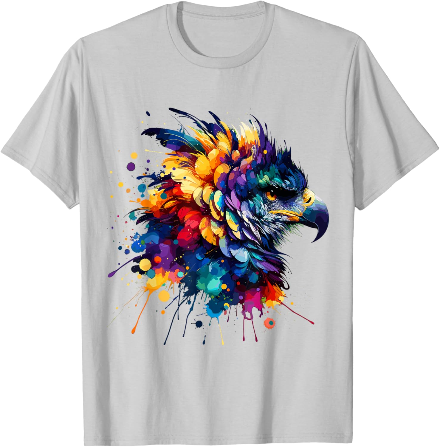 Colorful Harpy Eagle Splash Art T-Shirt for Nature Lovers and Wildlife Fans - 17