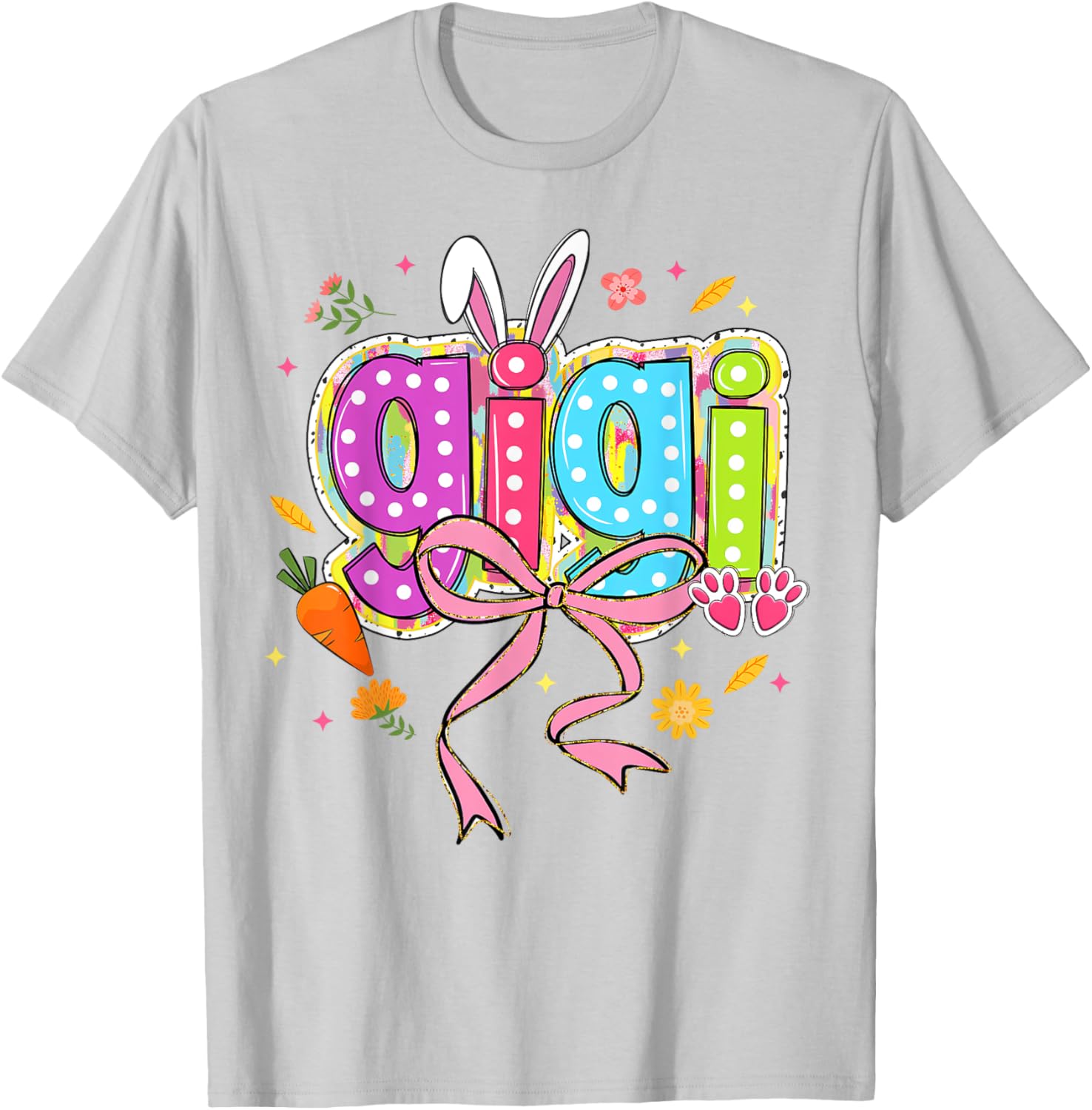 Coquette Bow Bunny Gigi Easter T-Shirt with Boho Floral Design for Family - 24