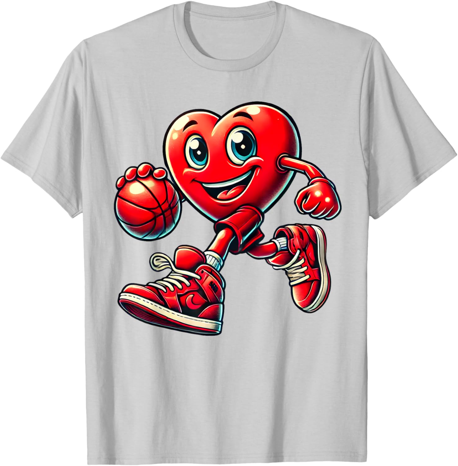 Valentine's Day Heart Basketball T-Shirt for Kids and Adults Fun Design - 15