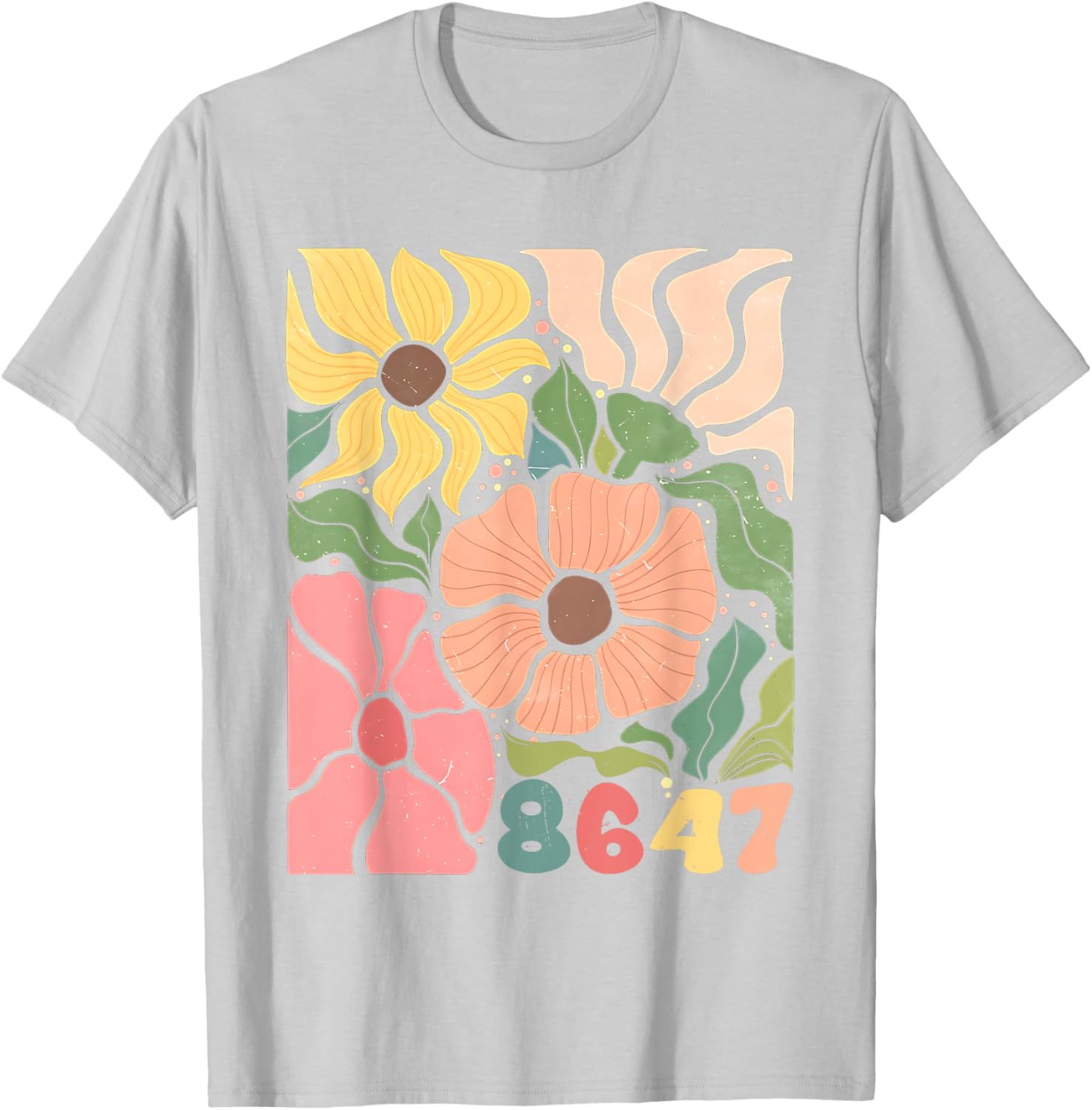 Boho Style Floral T-Shirt with Subtle Anti Trump Design for Women - 4
