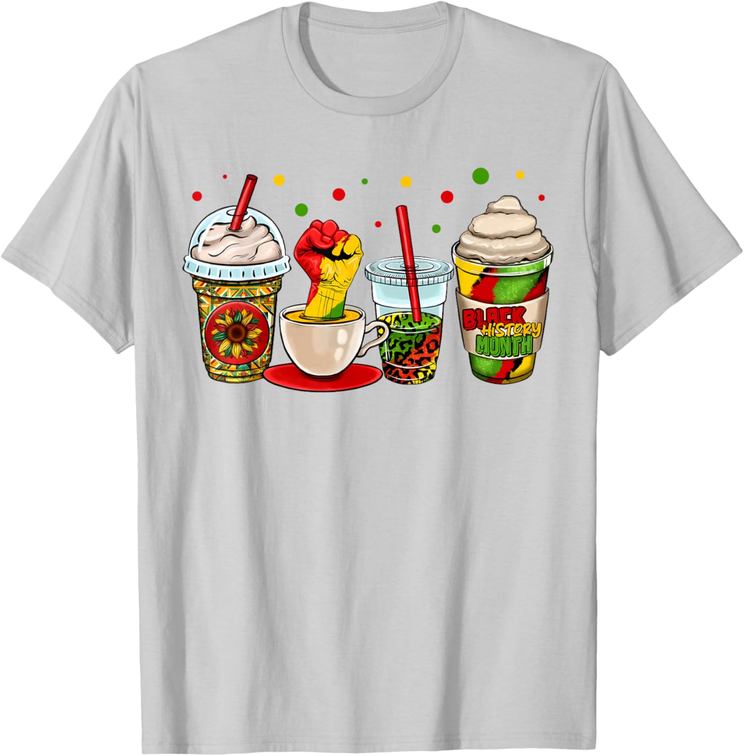 Celebrate Black History Month with Kente Dashiki Coffee Cup T-Shirt - 7