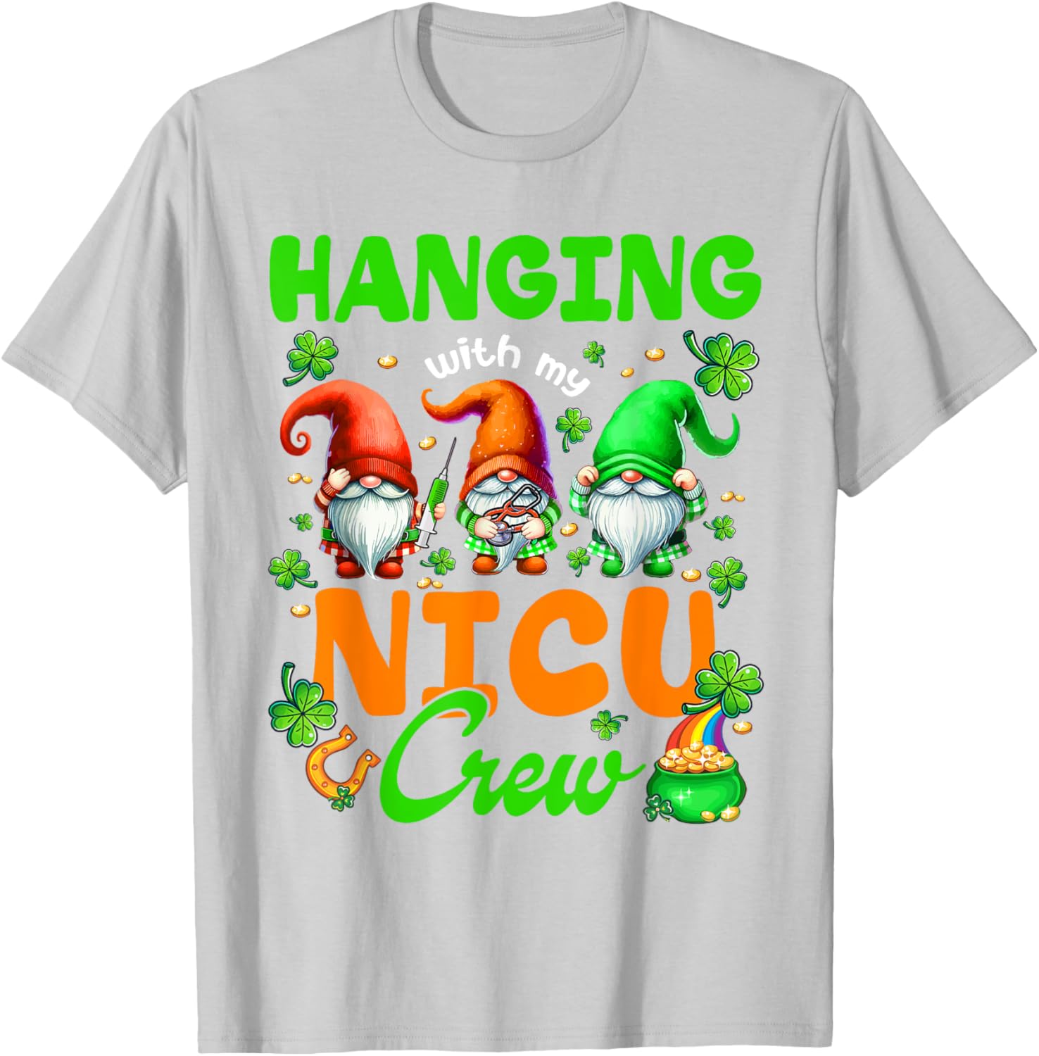 Adorable NICU Nurse Gnome St. Patrick's Day T-Shirt for Nurses and Friends - 7