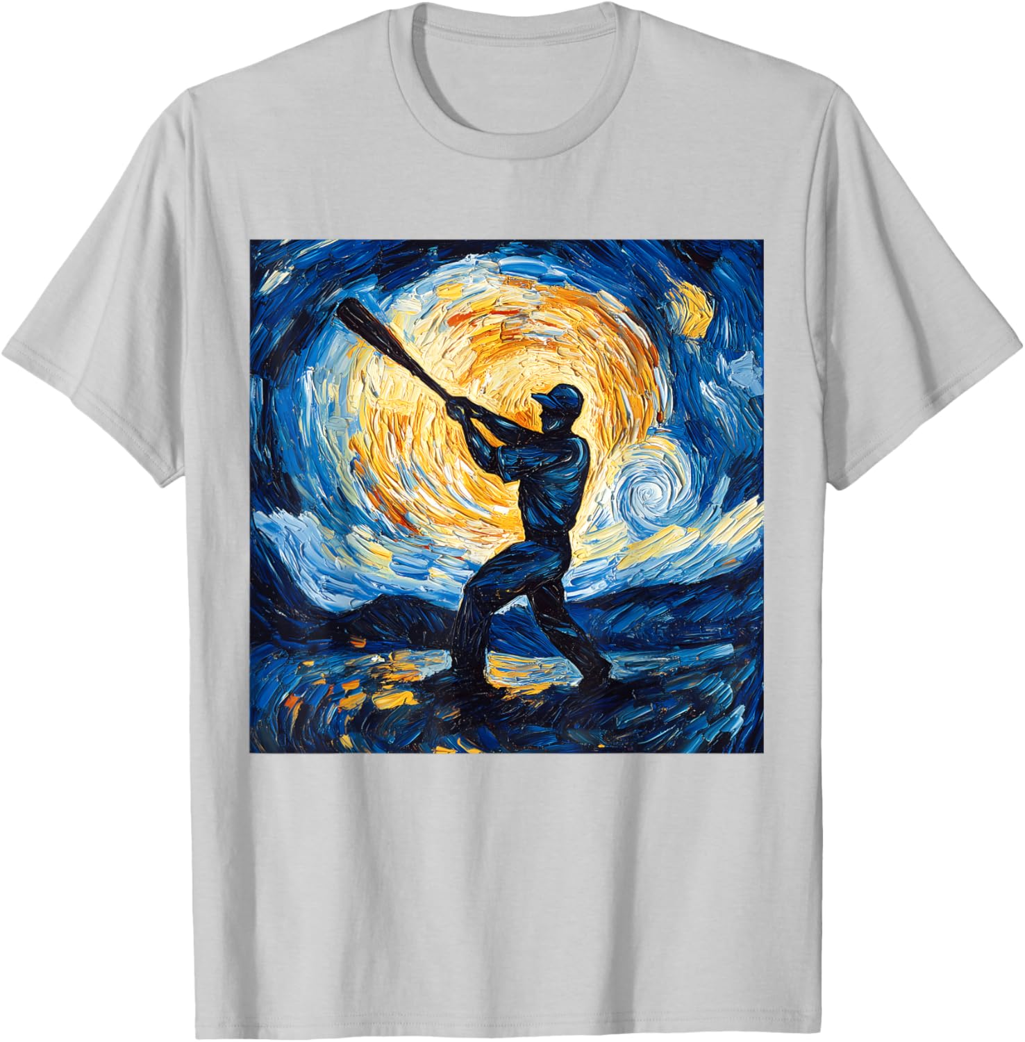 Van Gogh Starry Night Baseball Player T-Shirt for Art and Sports Lovers - 5