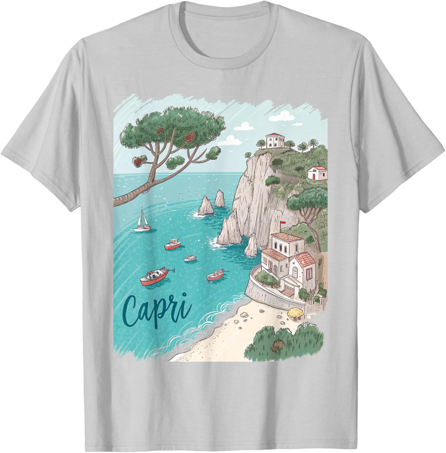 Capri Italy Scenic Coastal View T-Shirt - Perfect Souvenir Gift Idea - 8