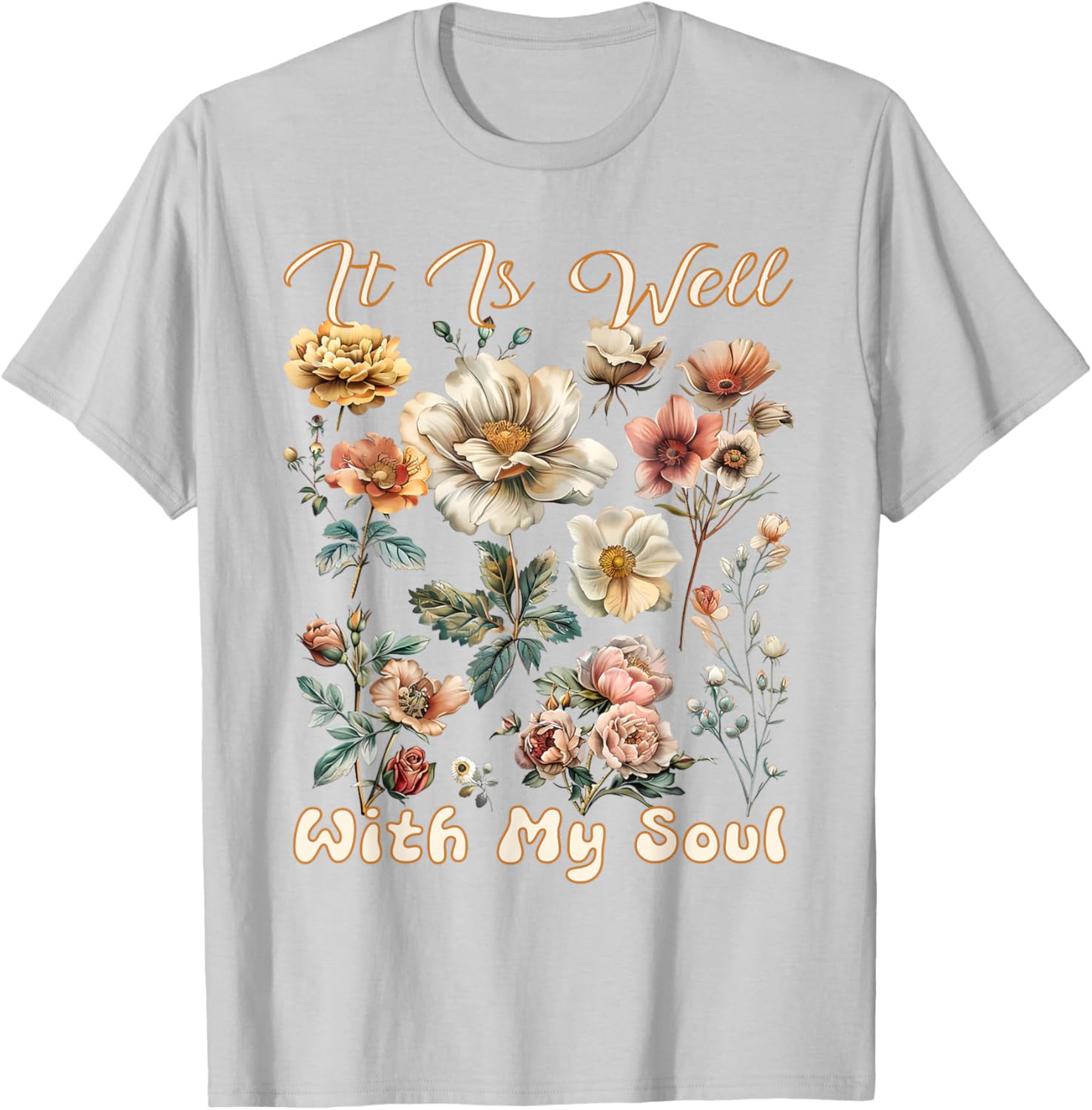 Boho Wildflower T-Shirt It Is Well With My Soul Faith Inspired Design - 9