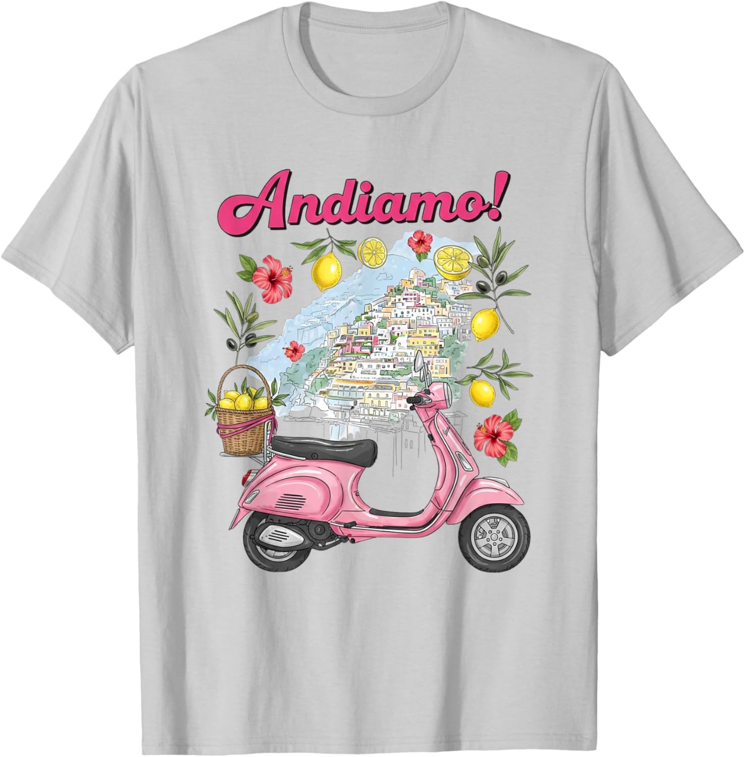 Andiamo Positano Lemon Scooter Travel T-Shirt for Italian Adventure Lovers - 5
