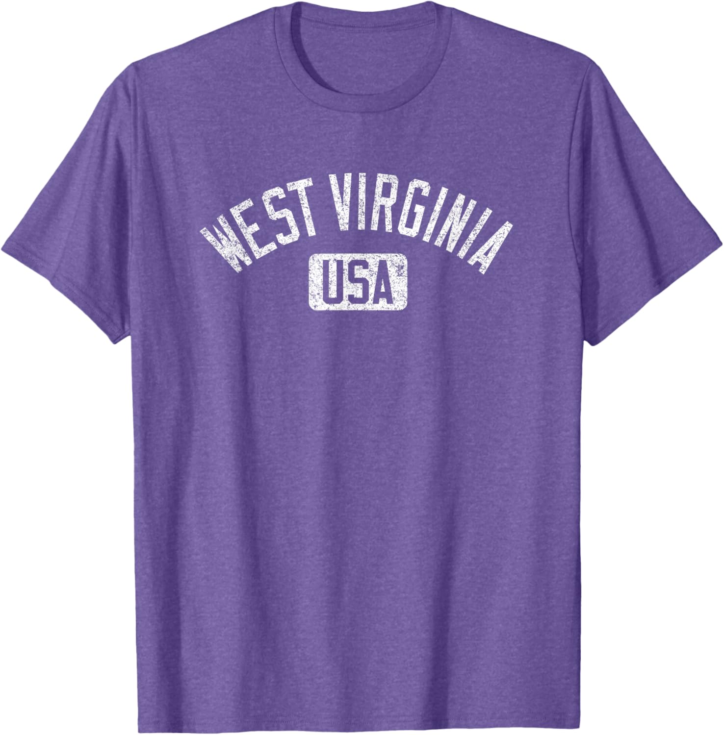 West Virginia Arched Text Distressed White Print T-Shirt for Casual Style - 25