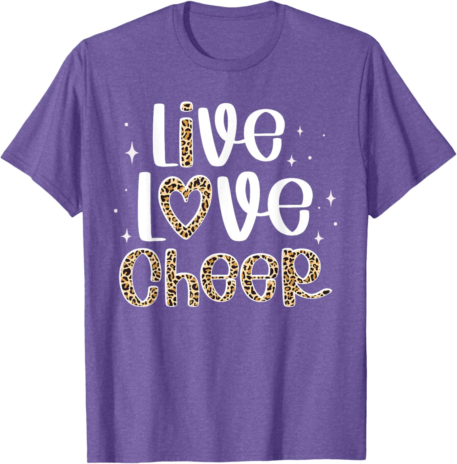 Cheerleader Live Love Cheer Leopard Print T-Shirt for Cheer Fans - 5