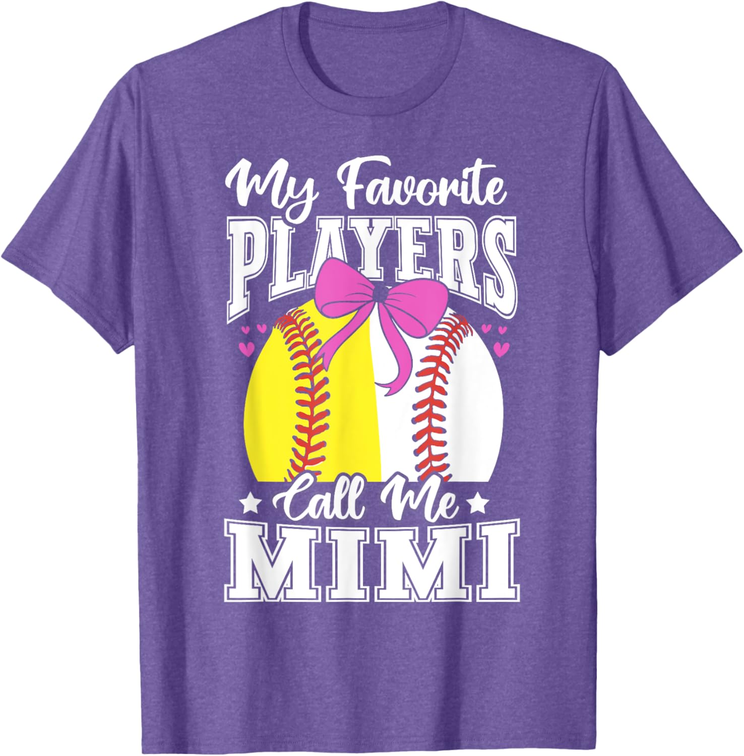 Baseball Grandma Favorite Softball Players Mimi Bow T-Shirt for Fans - 4