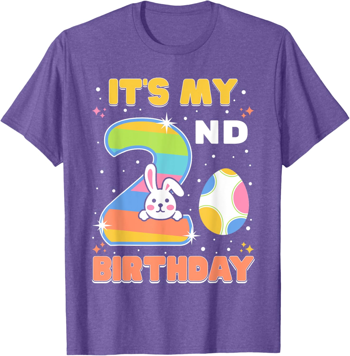 Cute Easter Bunny 2nd Birthday T-Shirt for Boys and Girls Age 2 - 7