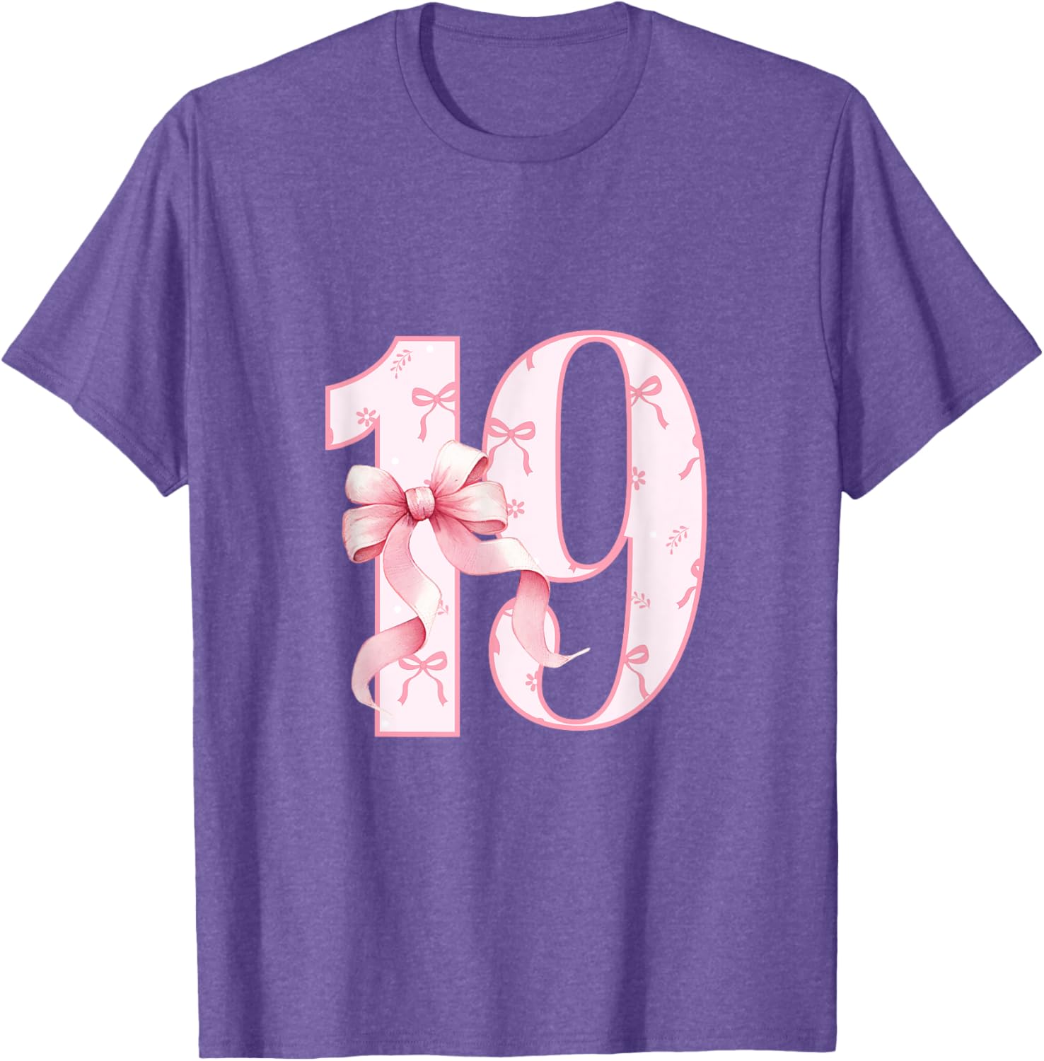 Cute Pink Coquette Bow 19th Birthday Girl T-Shirt for Celebrations - 11