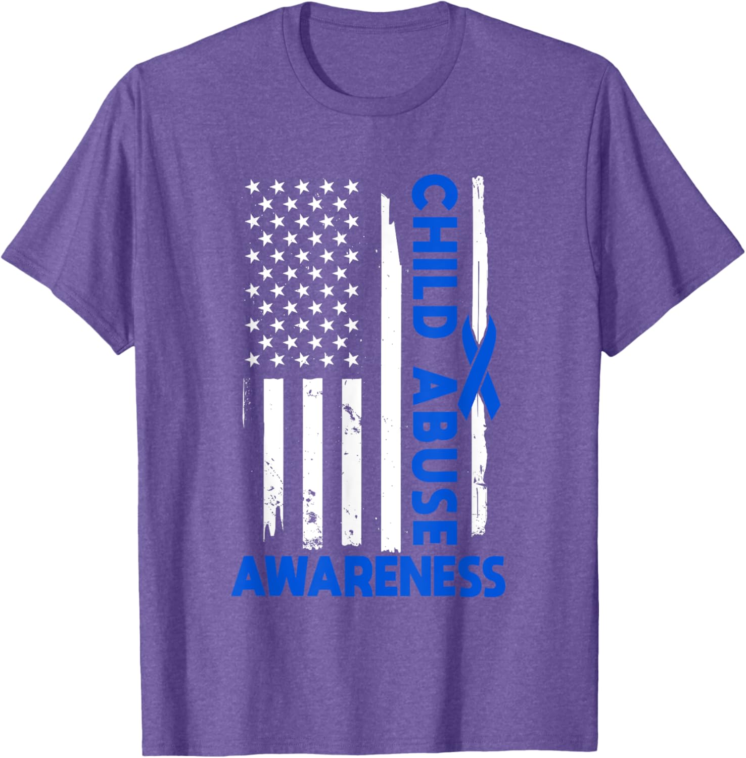 American Flag Child Abuse Awareness Wear Blue Ribbon T-Shirt for Kids - 4