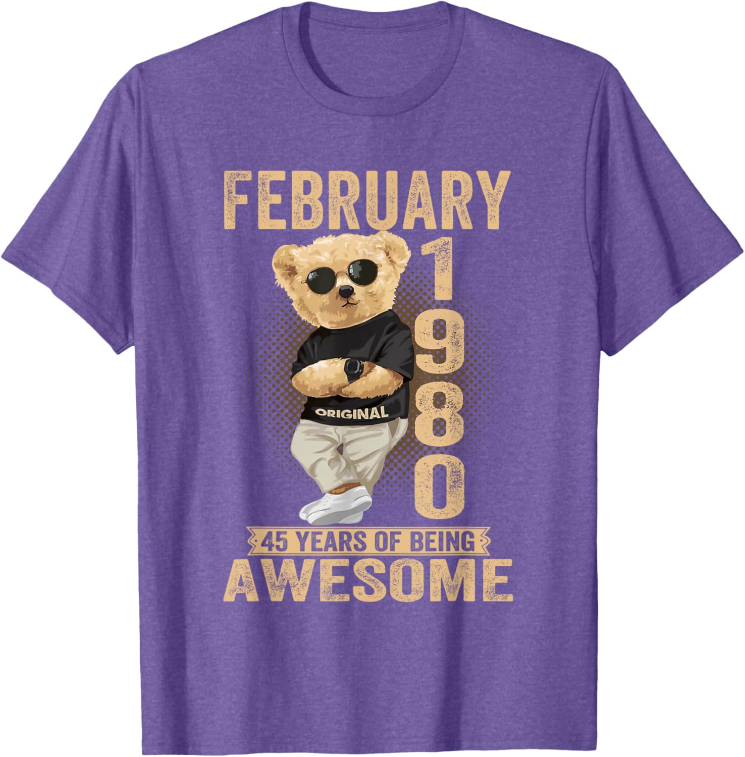 Awesome 1980 Teddy Bear T-Shirt for February 45th Birthday Celebration - 6