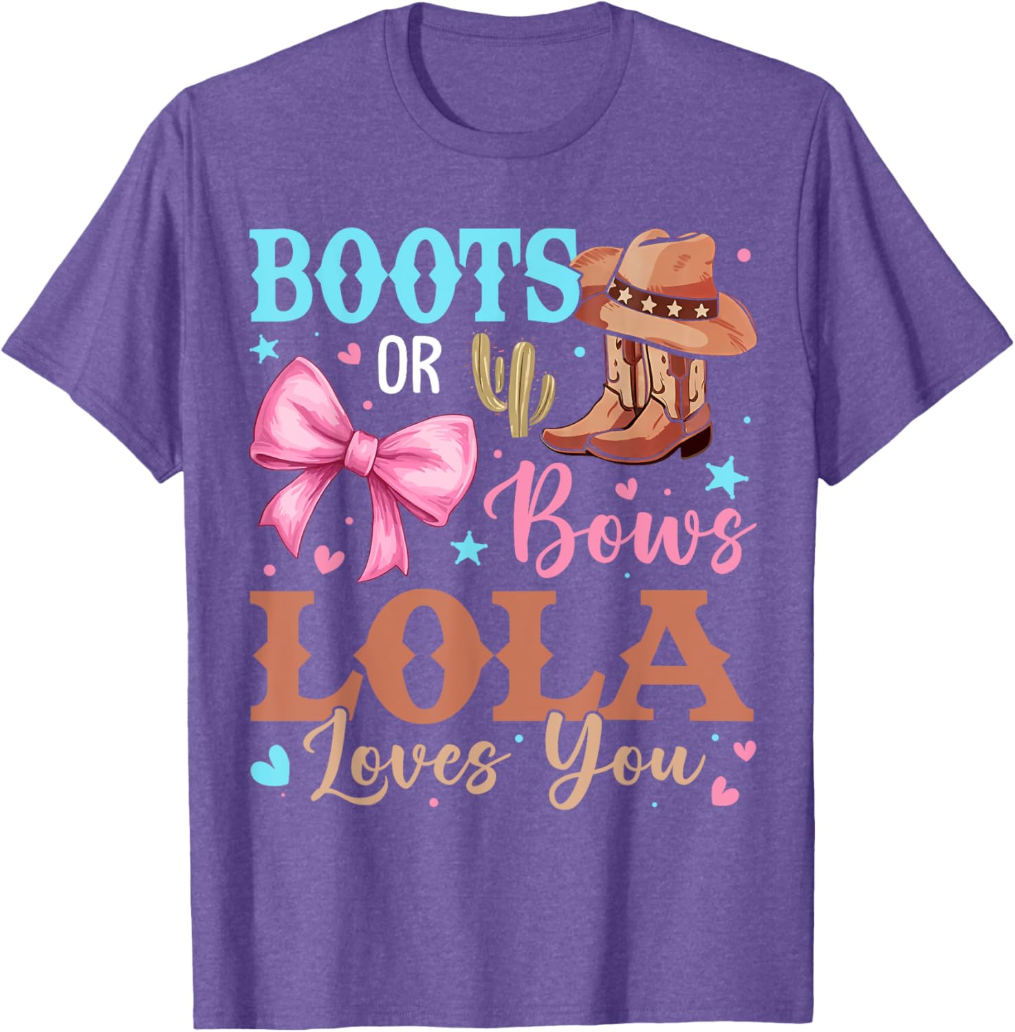 Boots or Bows Gender Reveal T-Shirt for Fun Celebrations by Lola Loves You - 7