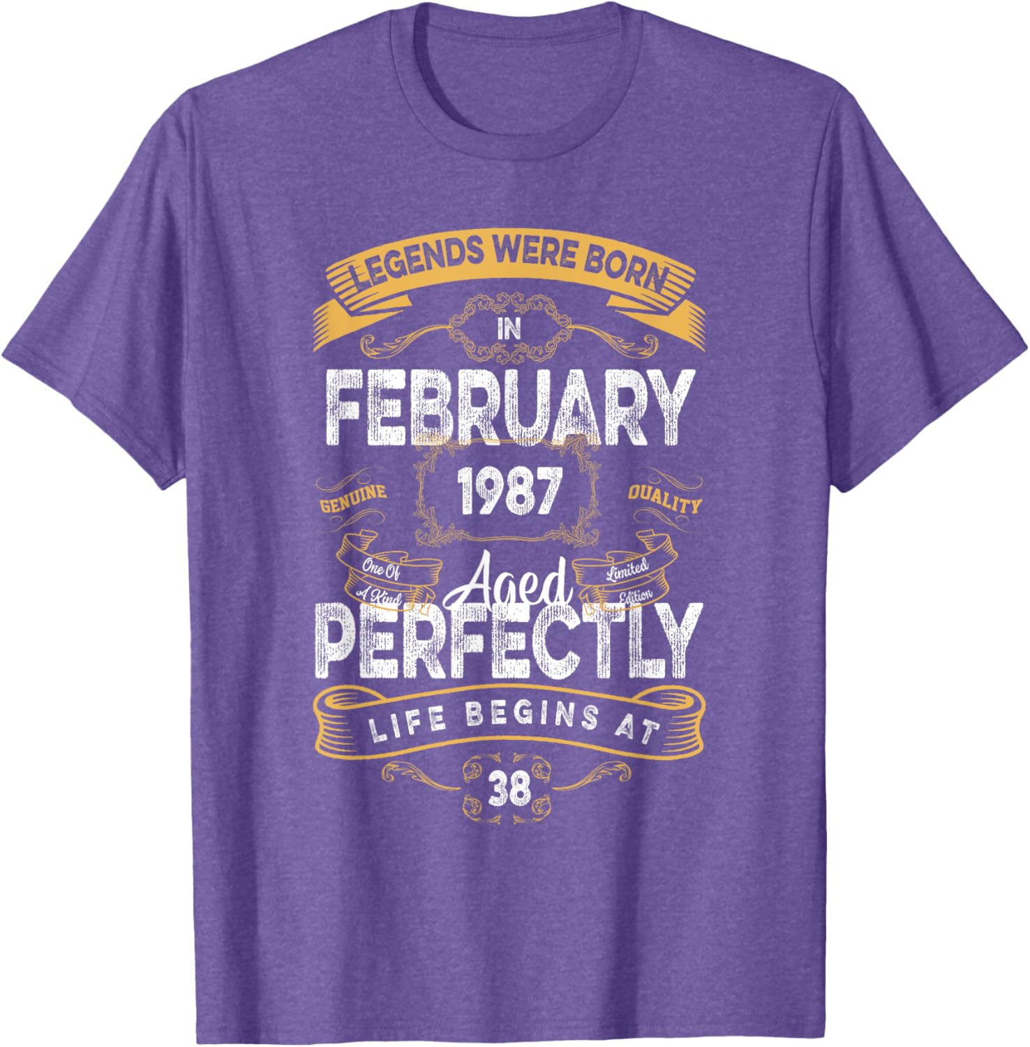 Vintage 38th Birthday T-Shirt for Legends Born in February 1987 - 4