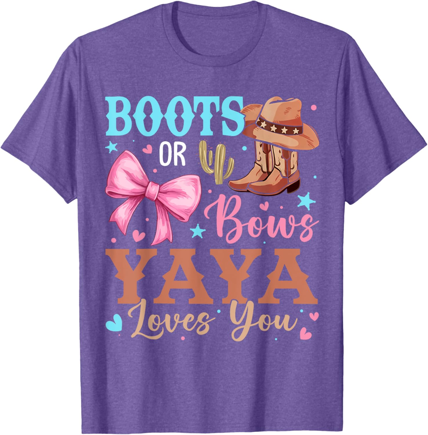 Boots or Bows Gender Reveal T-Shirt Yaya Loves You Cute Design - 13