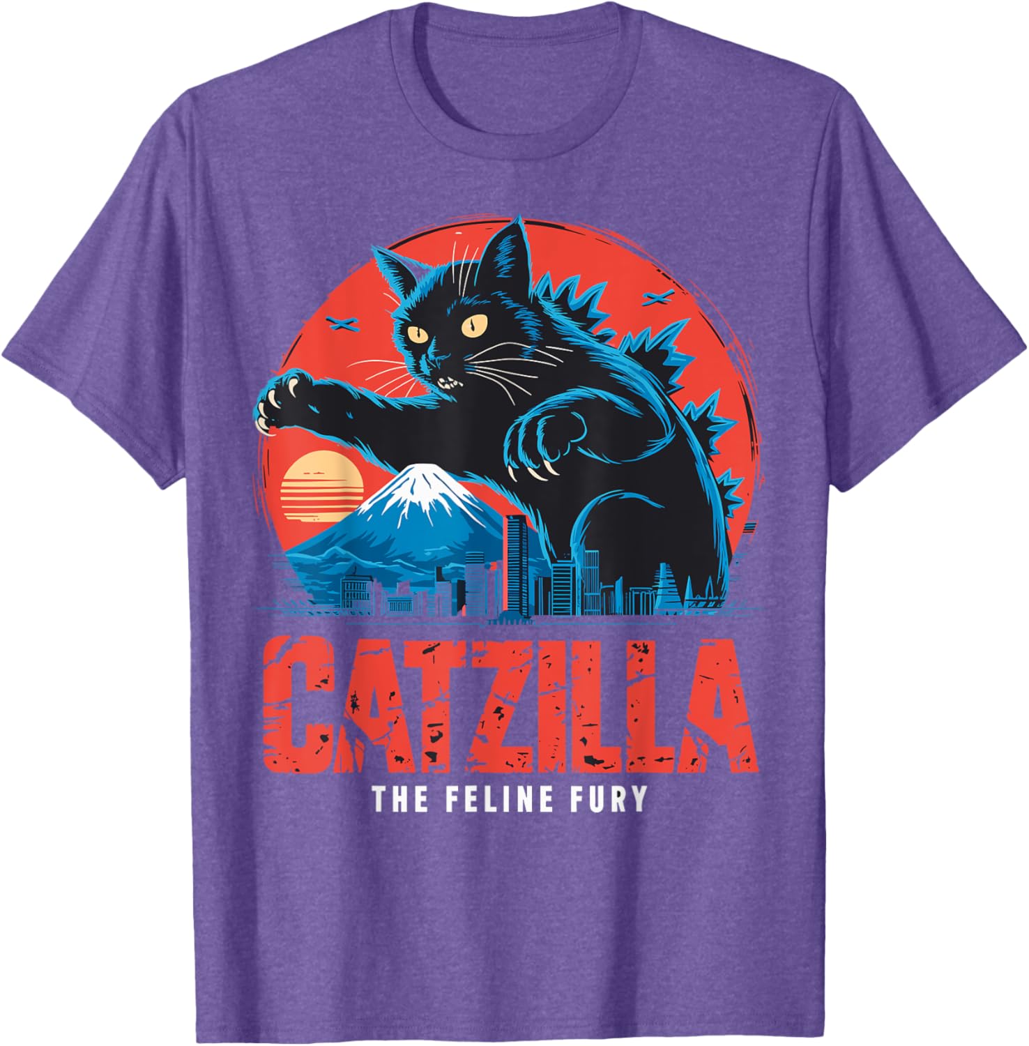 Catzilla Black Cat Vintage T-Shirt for Cat Lovers in Japan Style - 22