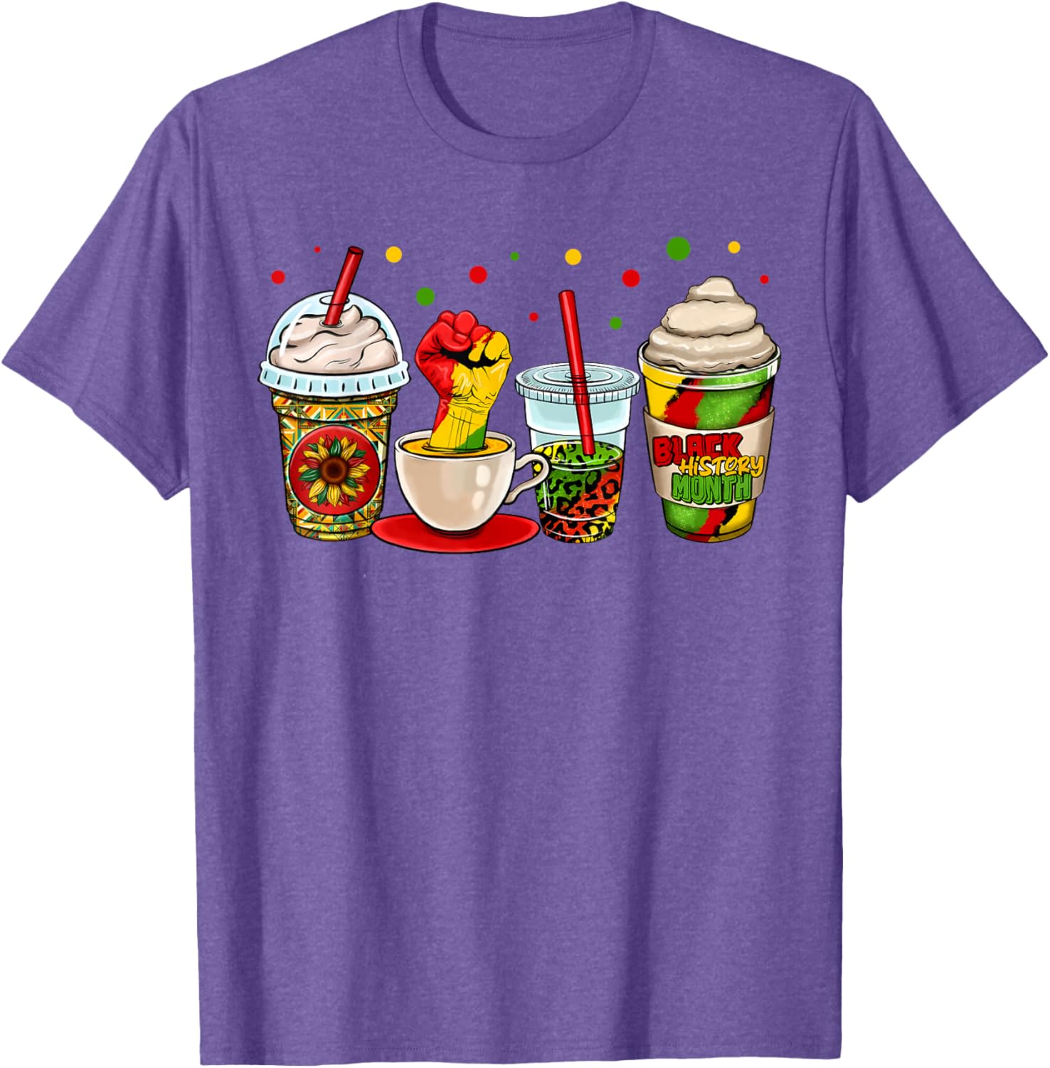 Celebrate Black History Month with Kente Dashiki Coffee Cup T-Shirt - 3