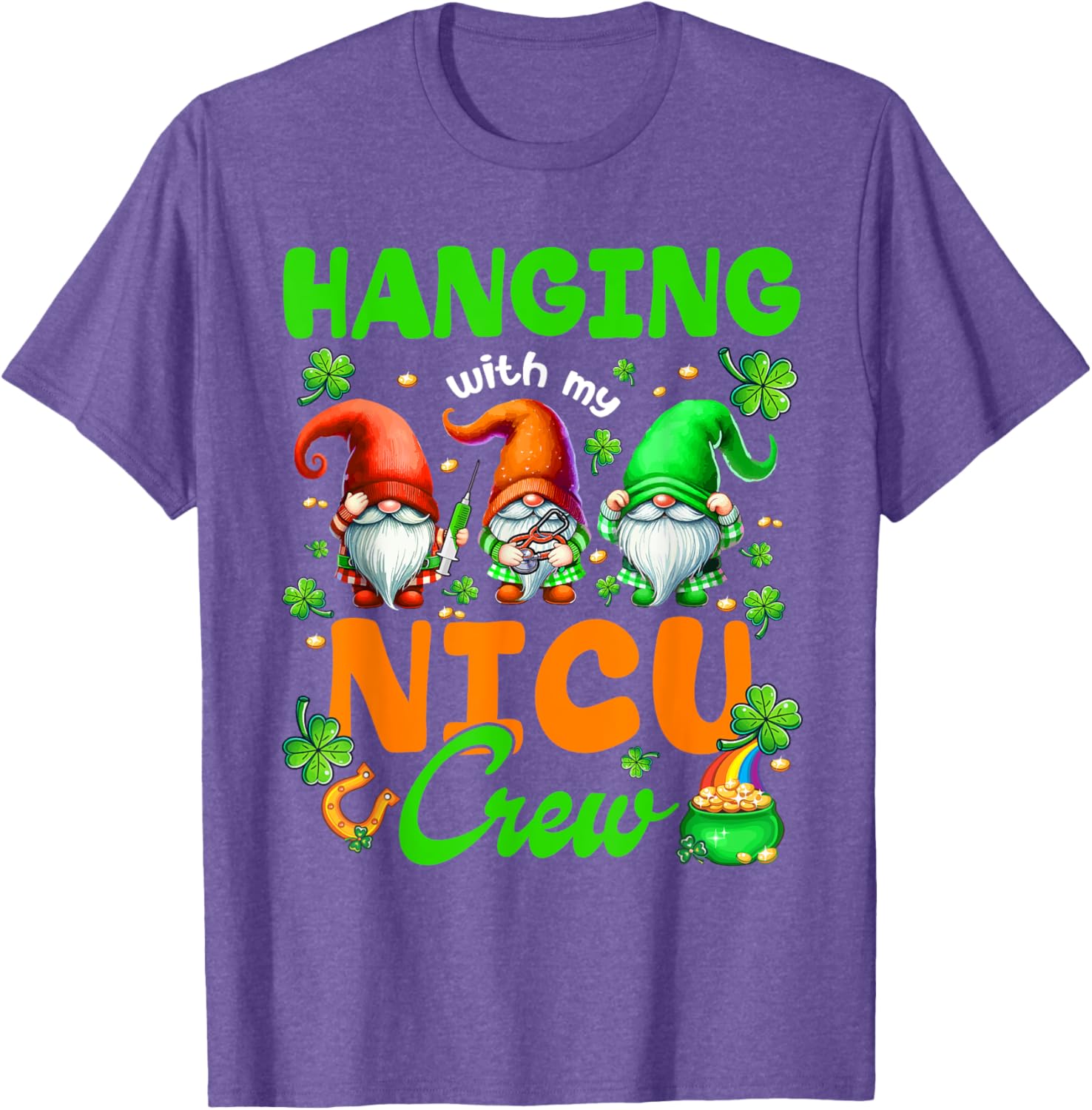 Adorable NICU Nurse Gnome St. Patrick's Day T-Shirt for Nurses and Friends - 1