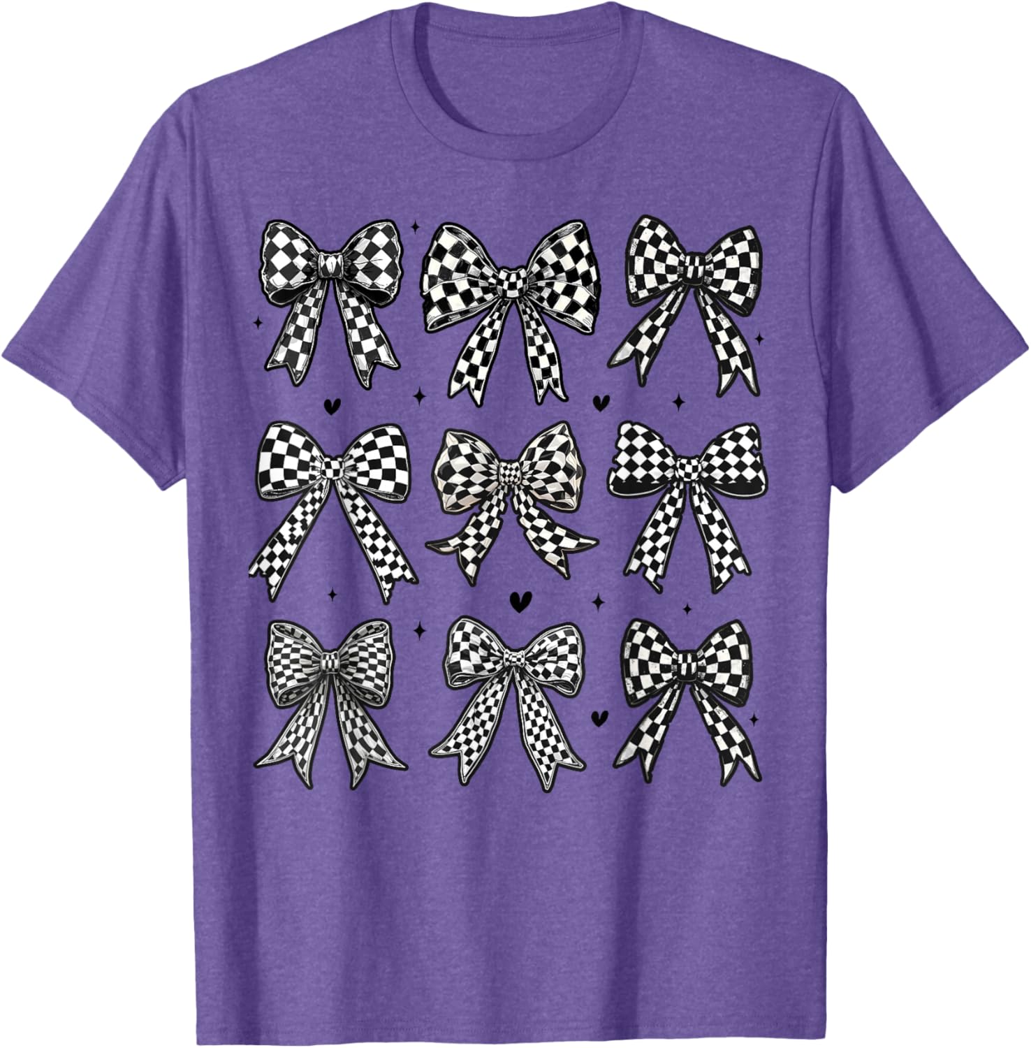 Checkered Bow Flag Racing T-Shirt for Women - Cute Coquette Style - 19