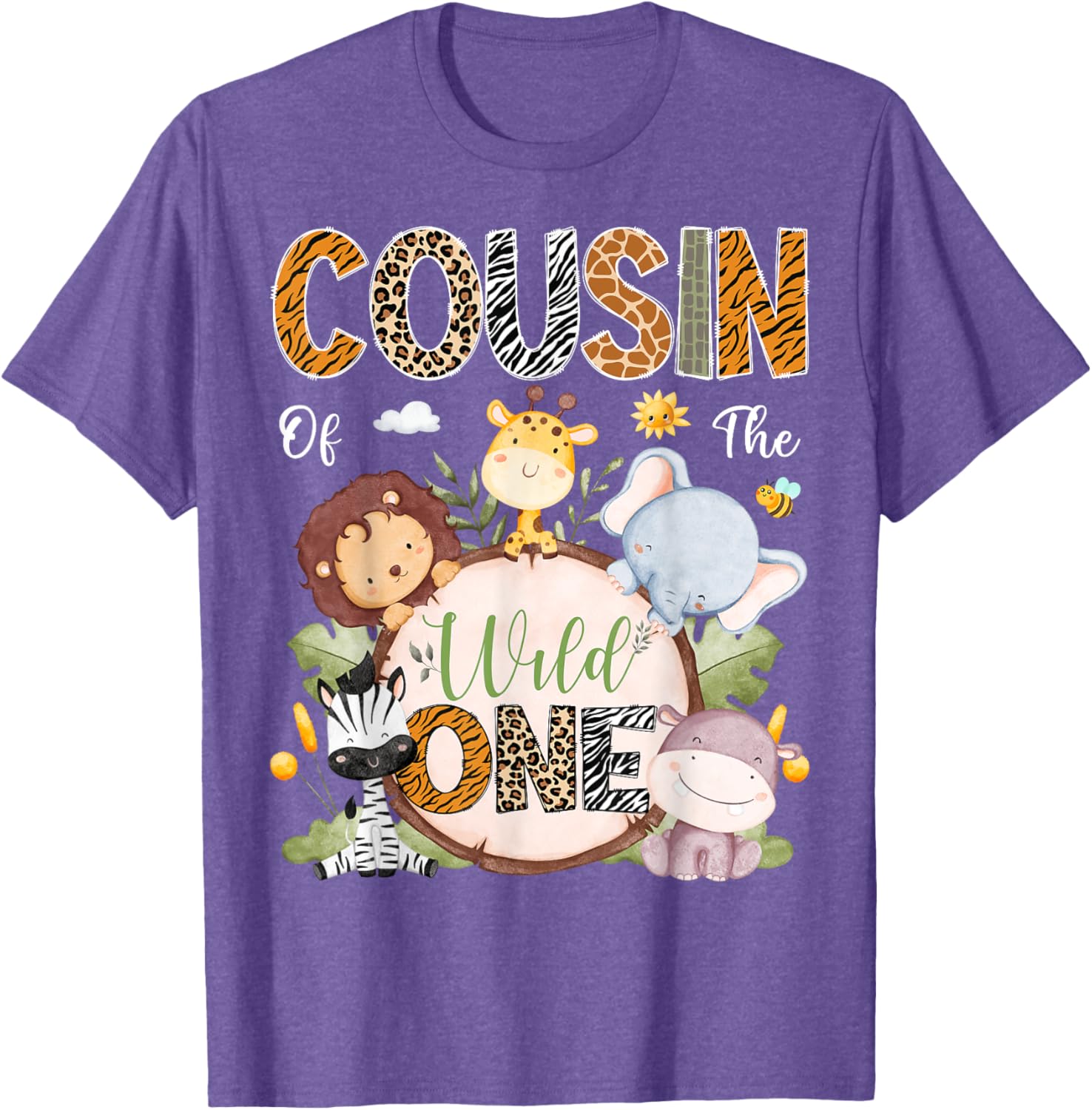 Cousin of the Wild One First Birthday Safari Animals T-Shirt for Kids - 12