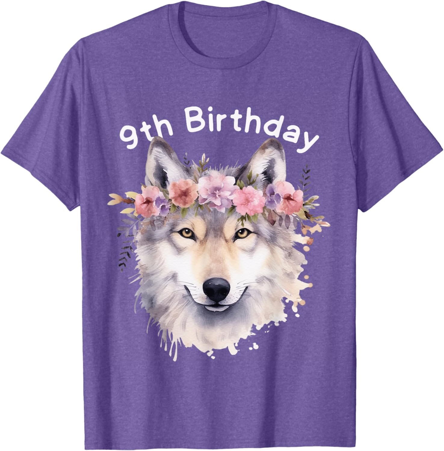 9th Birthday Wolf Pack T-Shirt for Girls - Cute Wolves Party Tee - 7