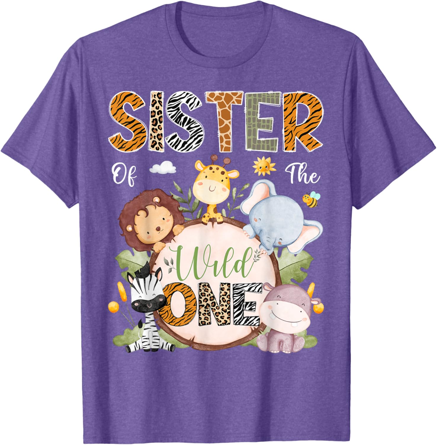 Sister of the Wild One 1st Birthday Safari Jungle Animals T-Shirt - 13