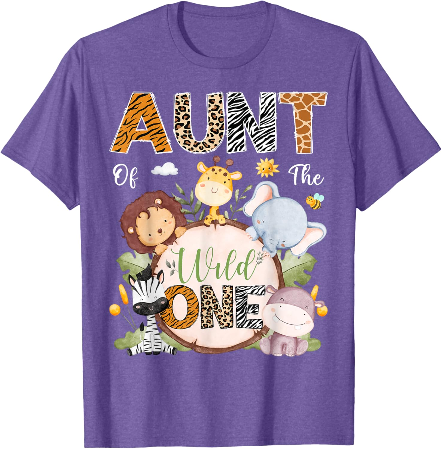 Aunt of the Wild One First Birthday Safari Animals T-Shirt for Kids - 7