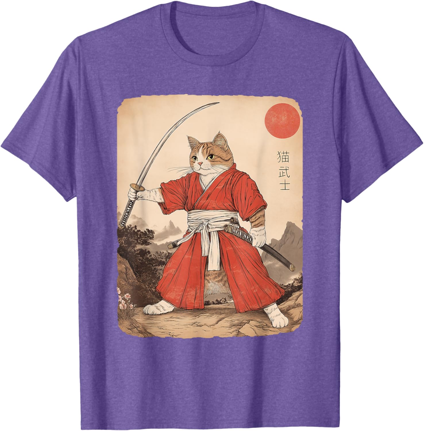Vintage Samurai Cat Warrior Graphic T-Shirt for All Ages - Anime Style - 12