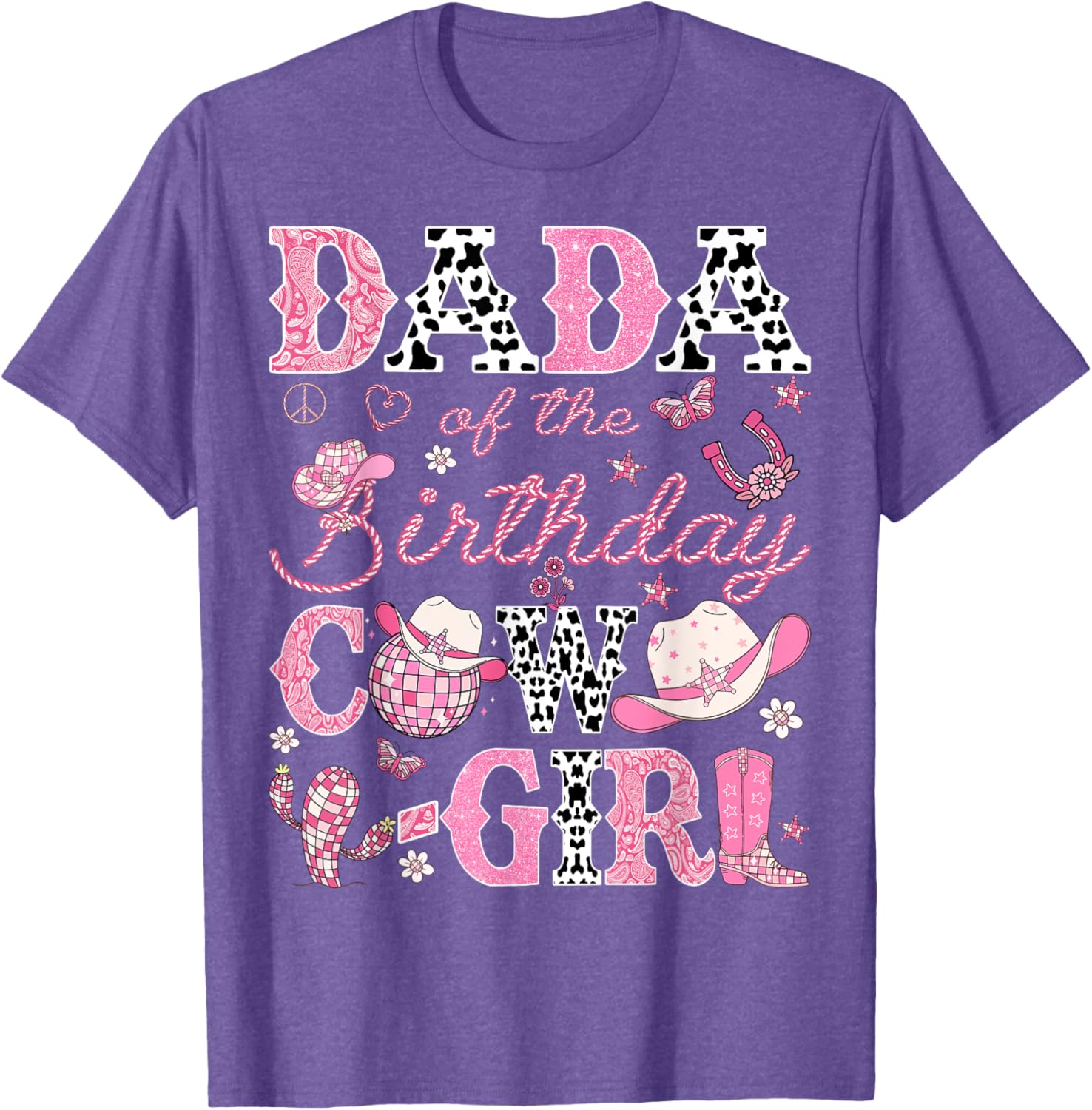 Dada Of The Birthday CowGirl Pink Rodeo Western Disco T-Shirt for Fun Parties - 12