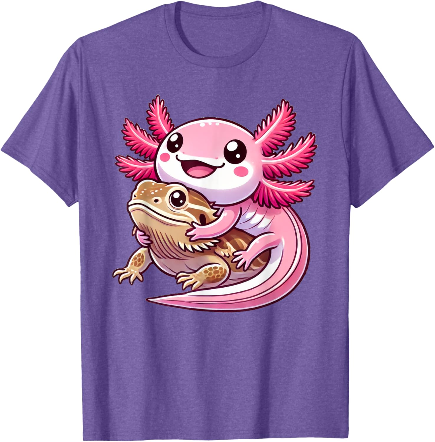 Adorable Axolotl Hugging Bearded Dragon T-Shirt for Animal Lovers - 6