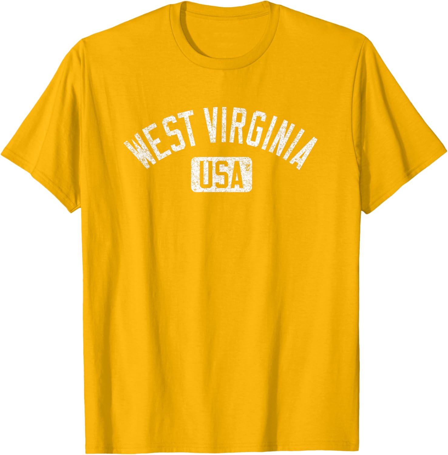 West Virginia Arched Text Distressed White Print T-Shirt for Casual Style - 15