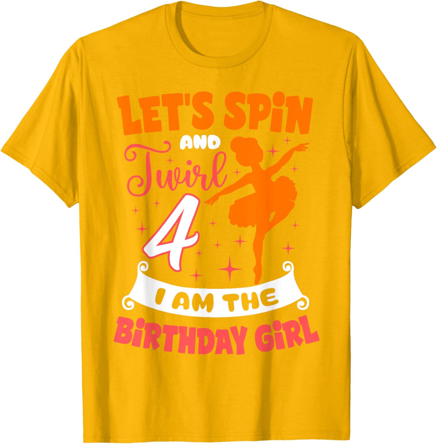 Ballerina Birthday Girl 4th Bday Pointe T-Shirt for Young Dancers - 18
