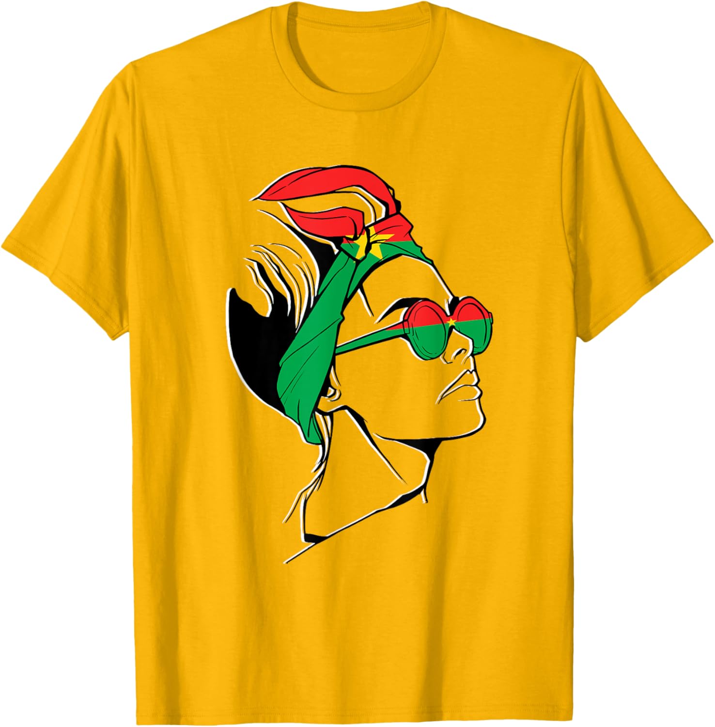 Burkina Faso Pride T-Shirt with Headscarf Design for Women - 13