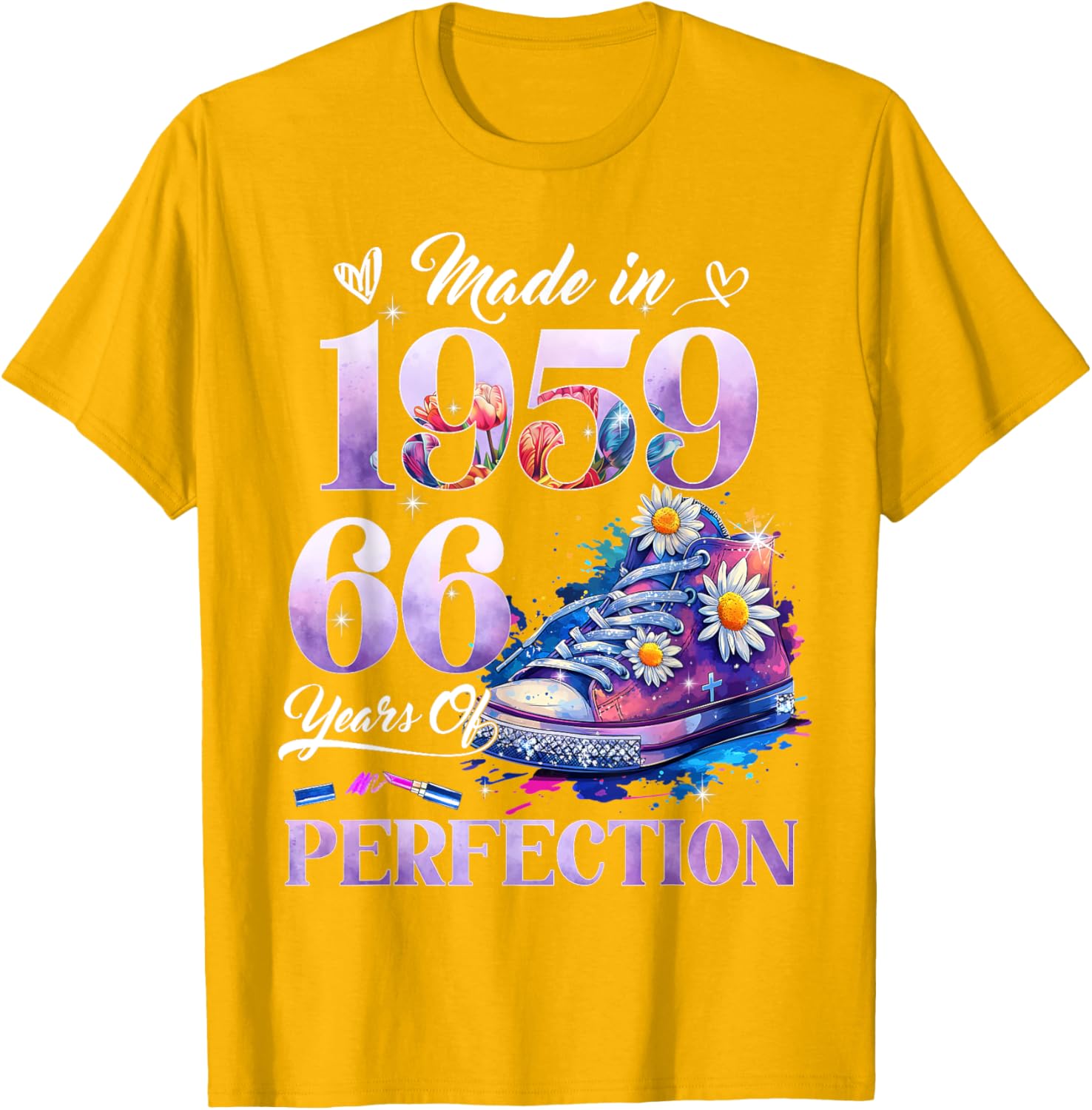 Floral 66th Birthday T-Shirt for Women Made in 1959 Unique Gift - 5