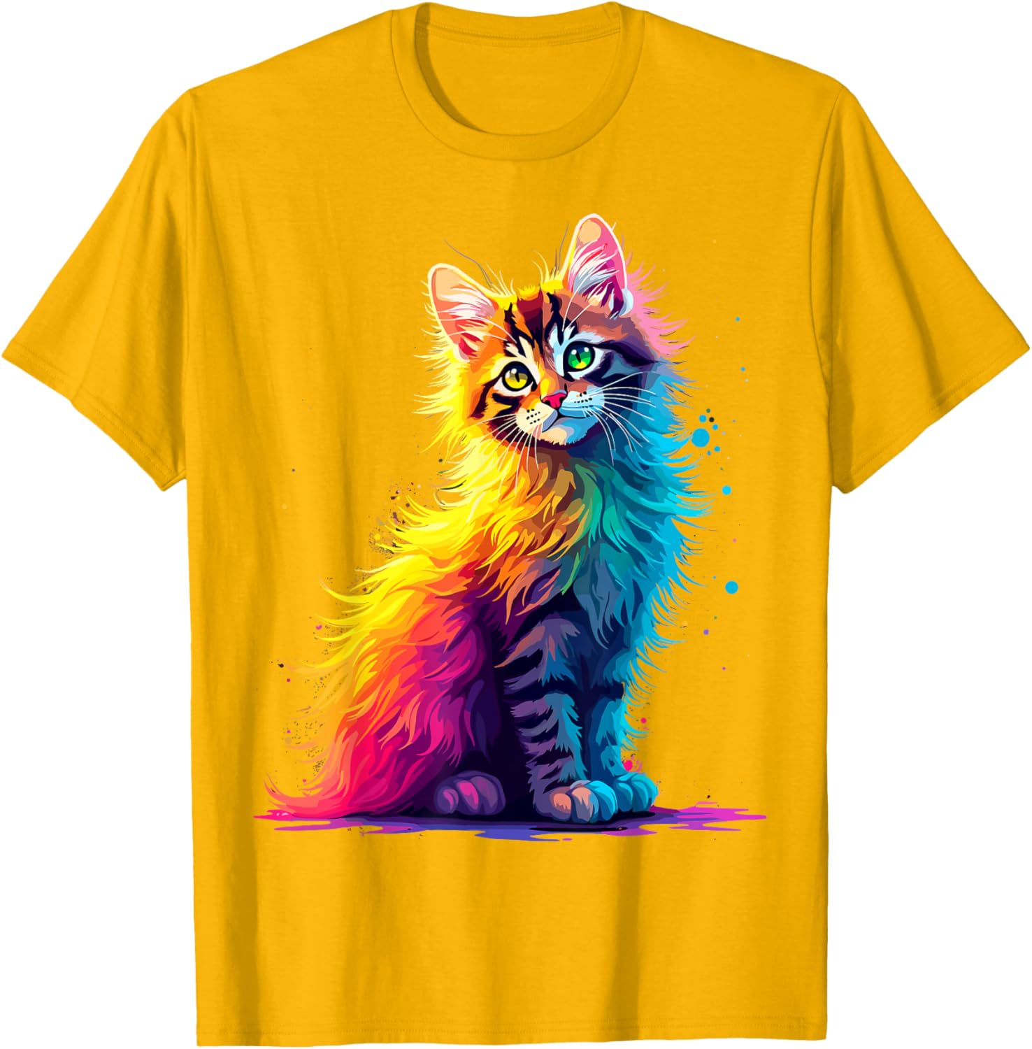 Colorful Cute Kitty T-Shirt for Cat Lovers - Fun Pop Art Design for All Ages - 11