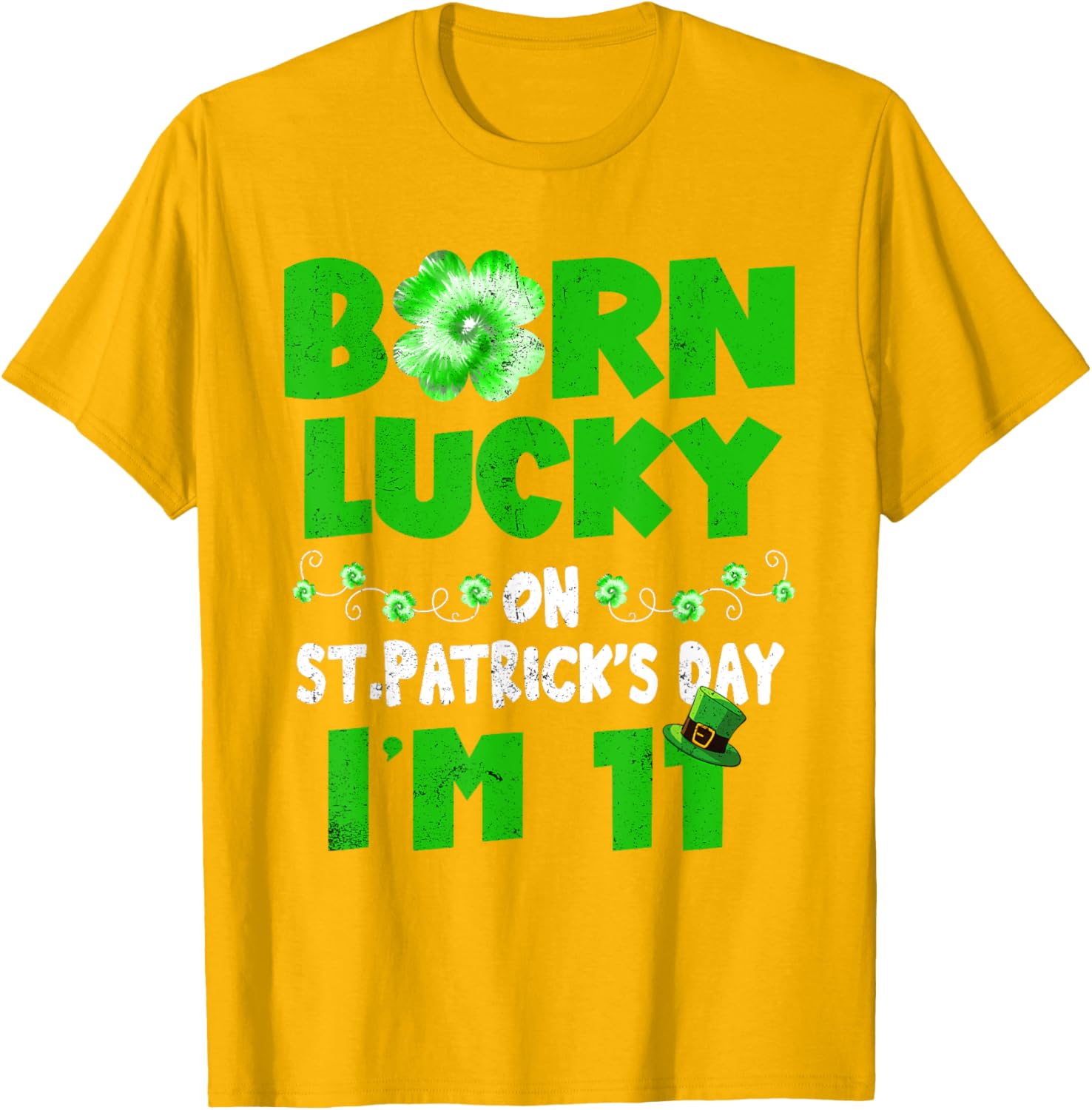 Born Lucky St. Patrick's Day 11th Birthday T-Shirt for Kids - 27