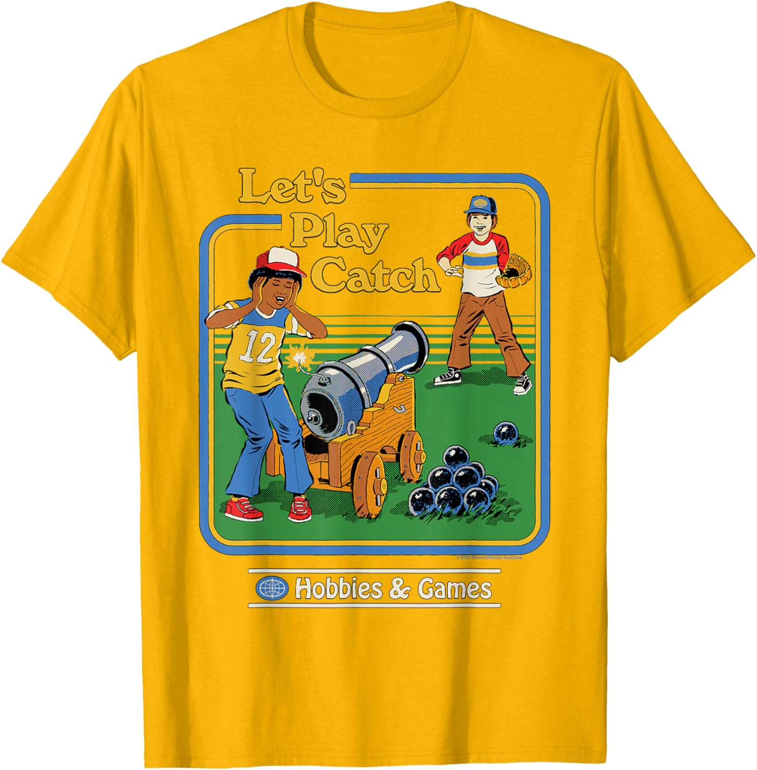 Funny Vintage Let's Play Catch Cannon T-Shirt for Adults - Retro Humor Tee - 5