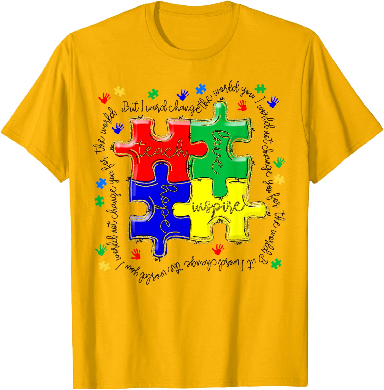 Autism Awareness Teacher Puzzle Shirt Teach Accept Understand Love - 7