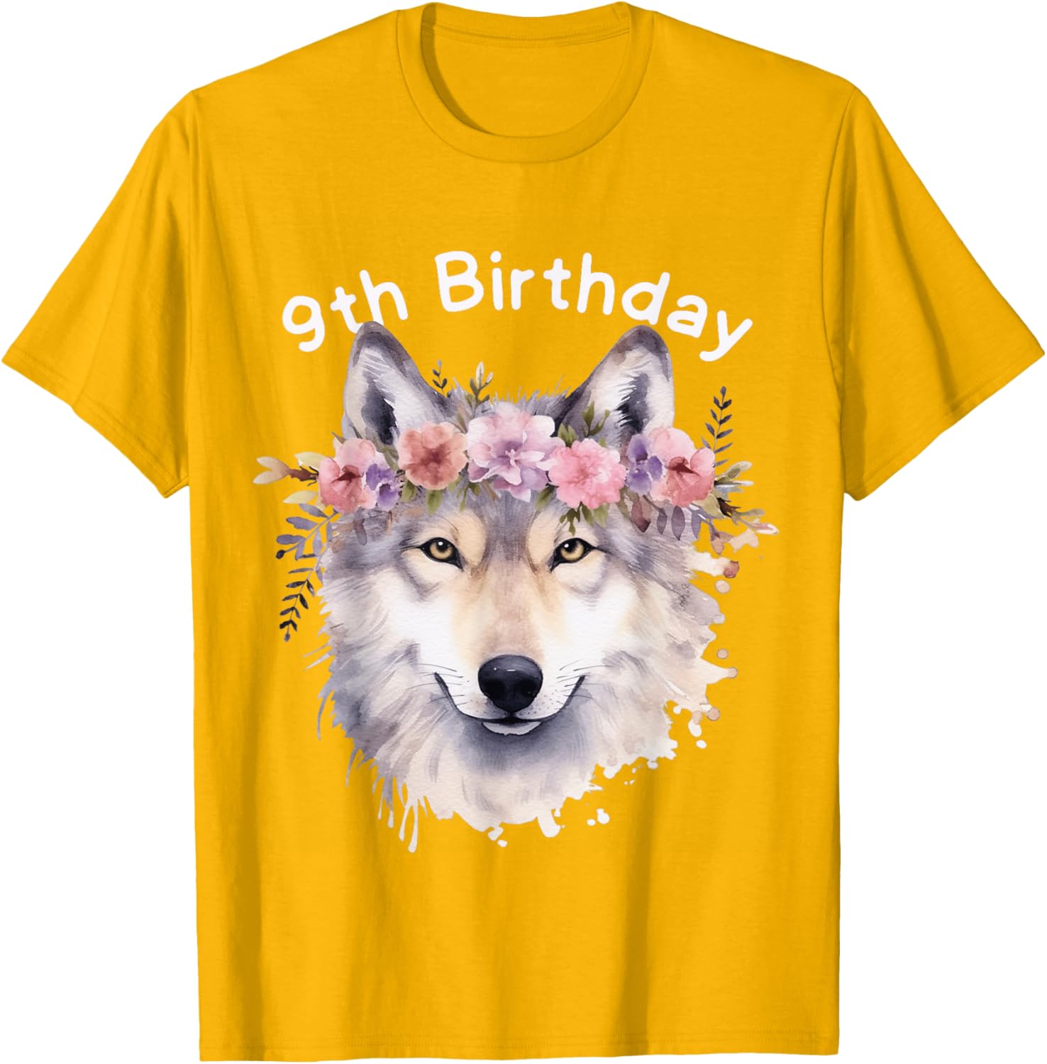 9th Birthday Wolf Pack T-Shirt for Girls - Cute Wolves Party Tee - 13
