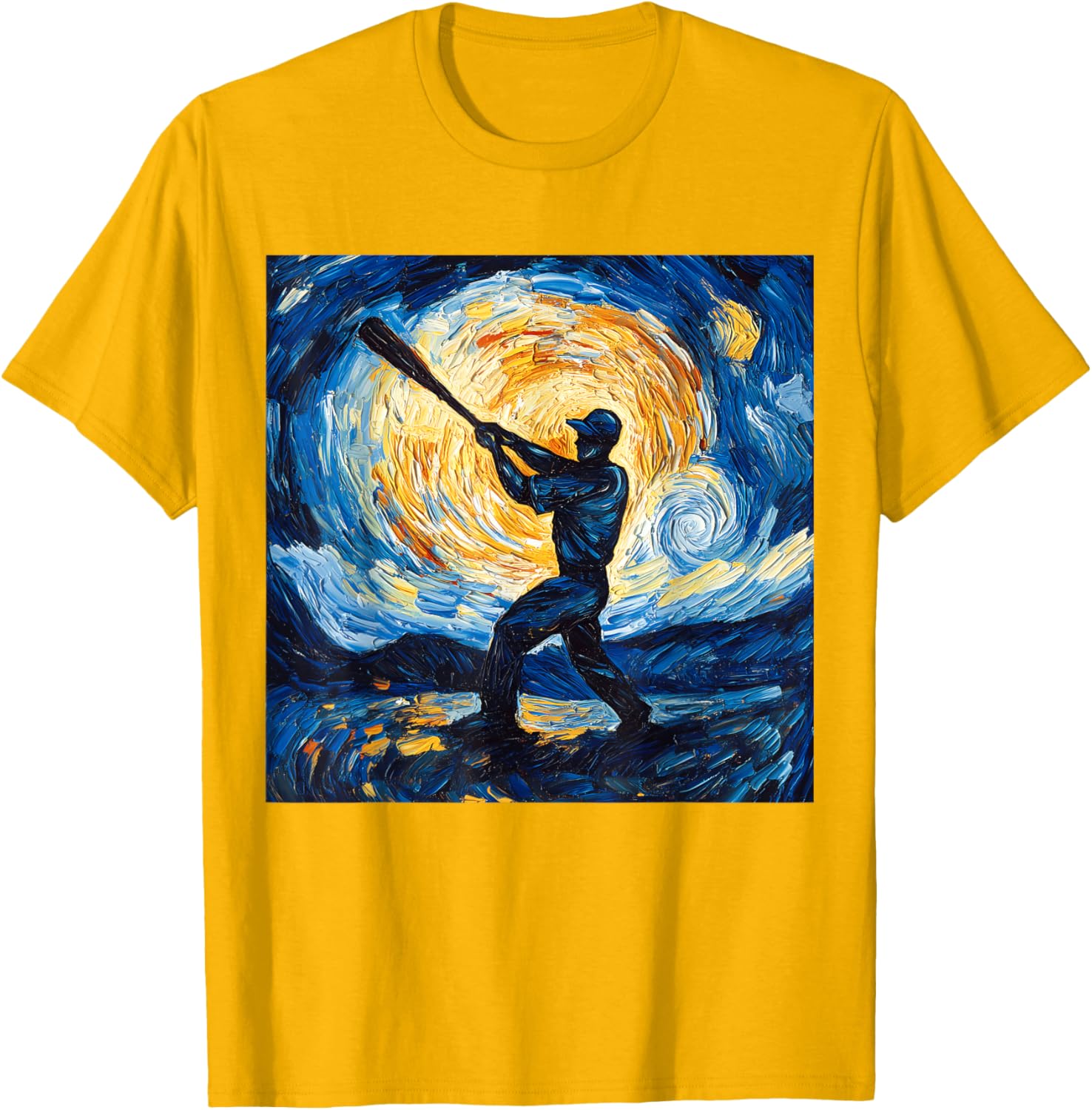 Van Gogh Starry Night Baseball Player T-Shirt for Art and Sports Lovers - 18