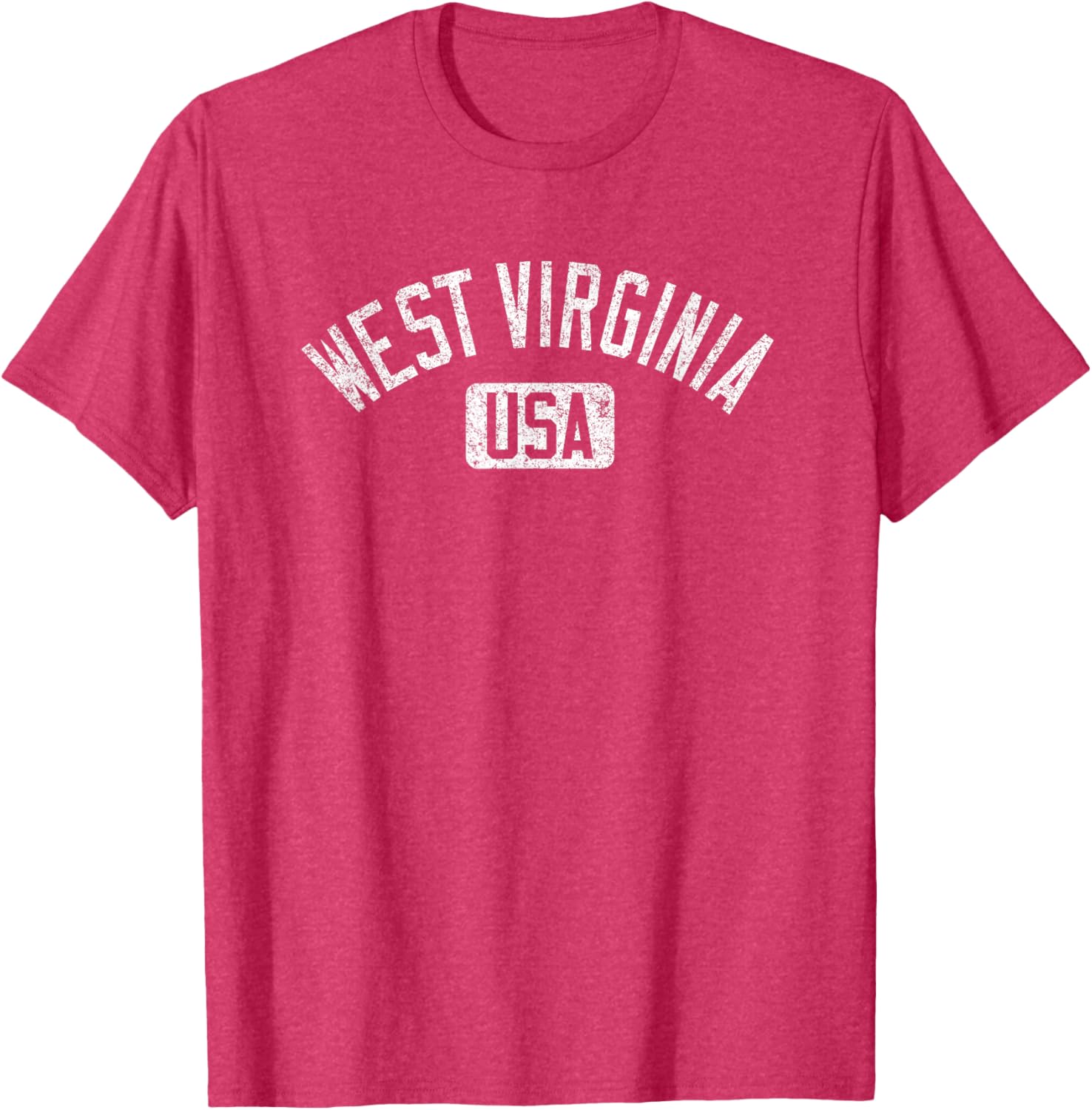 West Virginia Arched Text Distressed White Print T-Shirt for Casual Style - 7