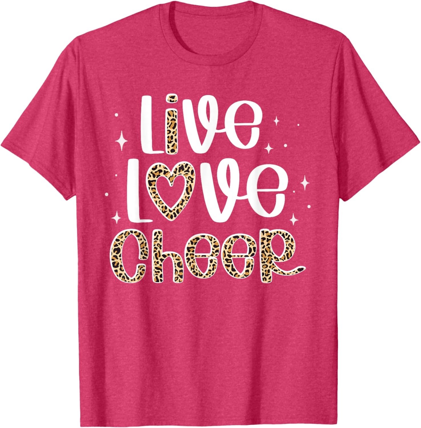 Cheerleader Live Love Cheer Leopard Print T-Shirt for Cheer Fans - 3