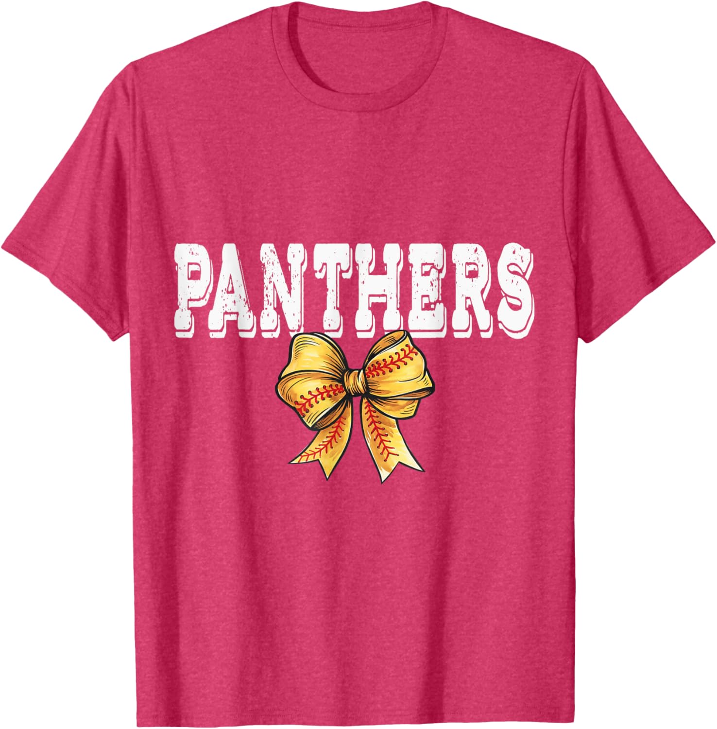Coquette Panther Softball Game Day Bow T-Shirt for Team Spirit and Style - 17