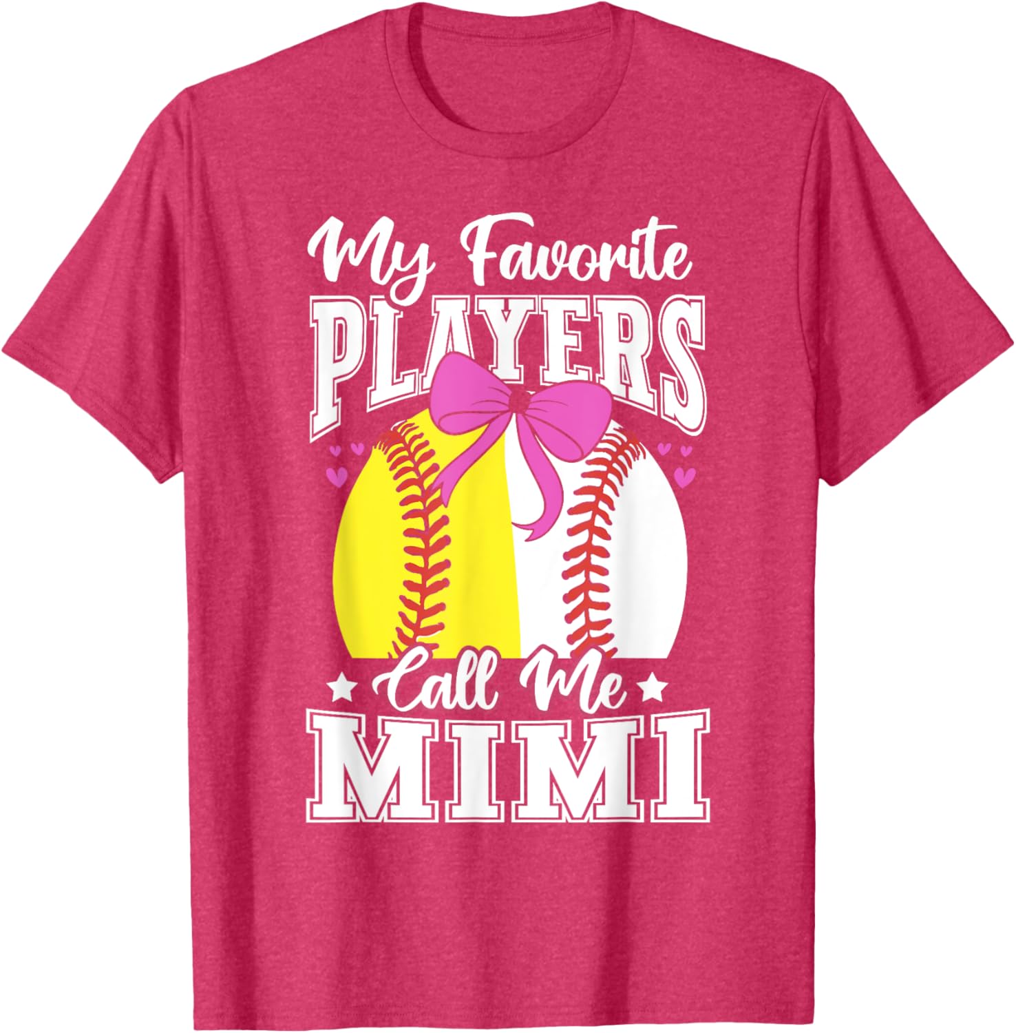 Baseball Grandma Favorite Softball Players Mimi Bow T-Shirt for Fans - 18