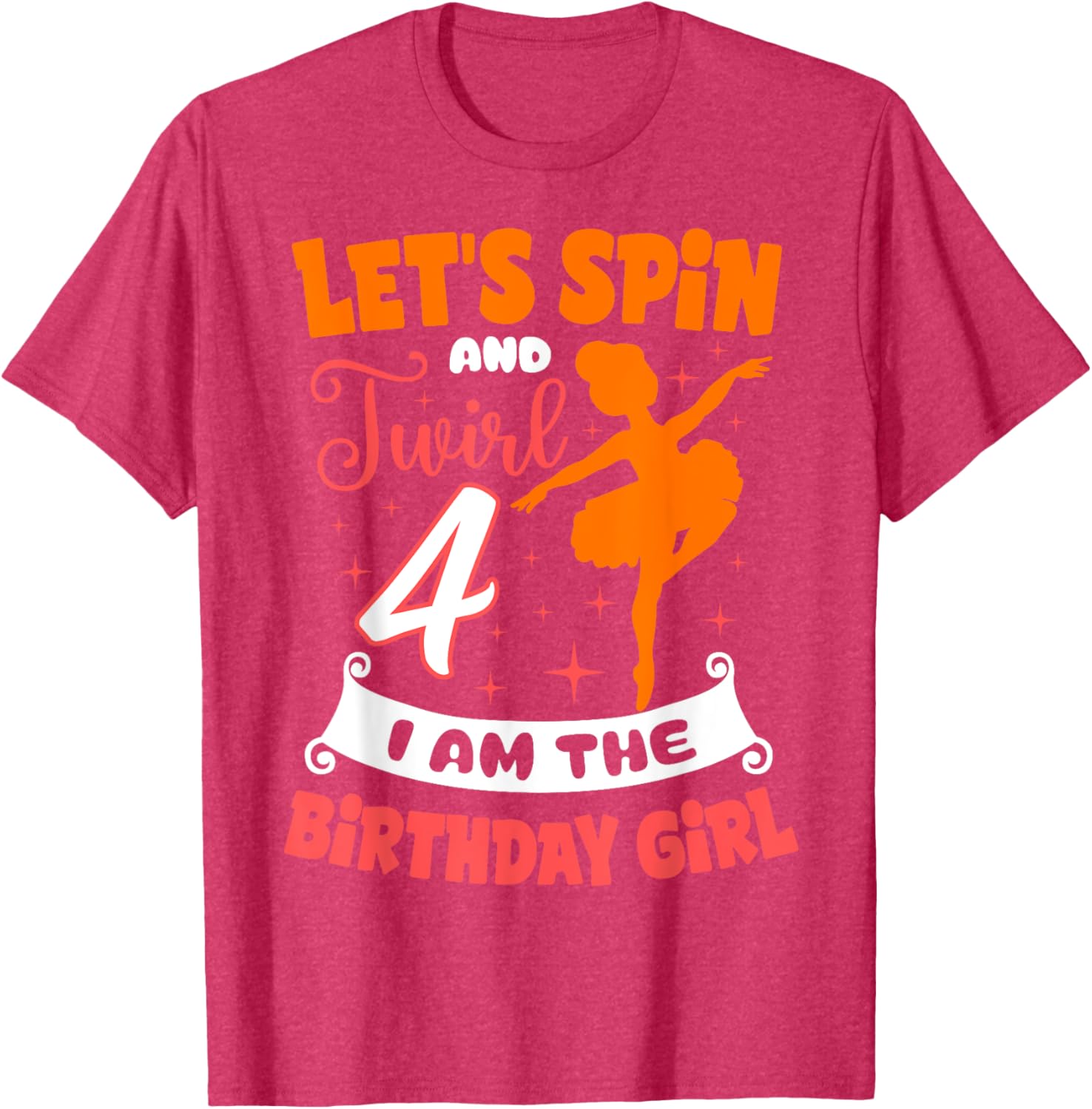 Ballerina Birthday Girl 4th Bday Pointe T-Shirt for Young Dancers - 4