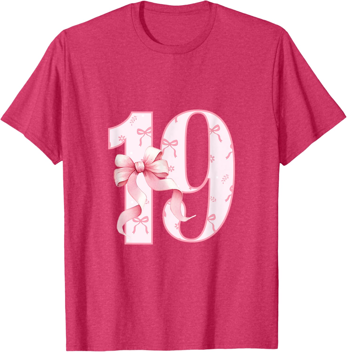 Cute Pink Coquette Bow 19th Birthday Girl T-Shirt for Celebrations - 13