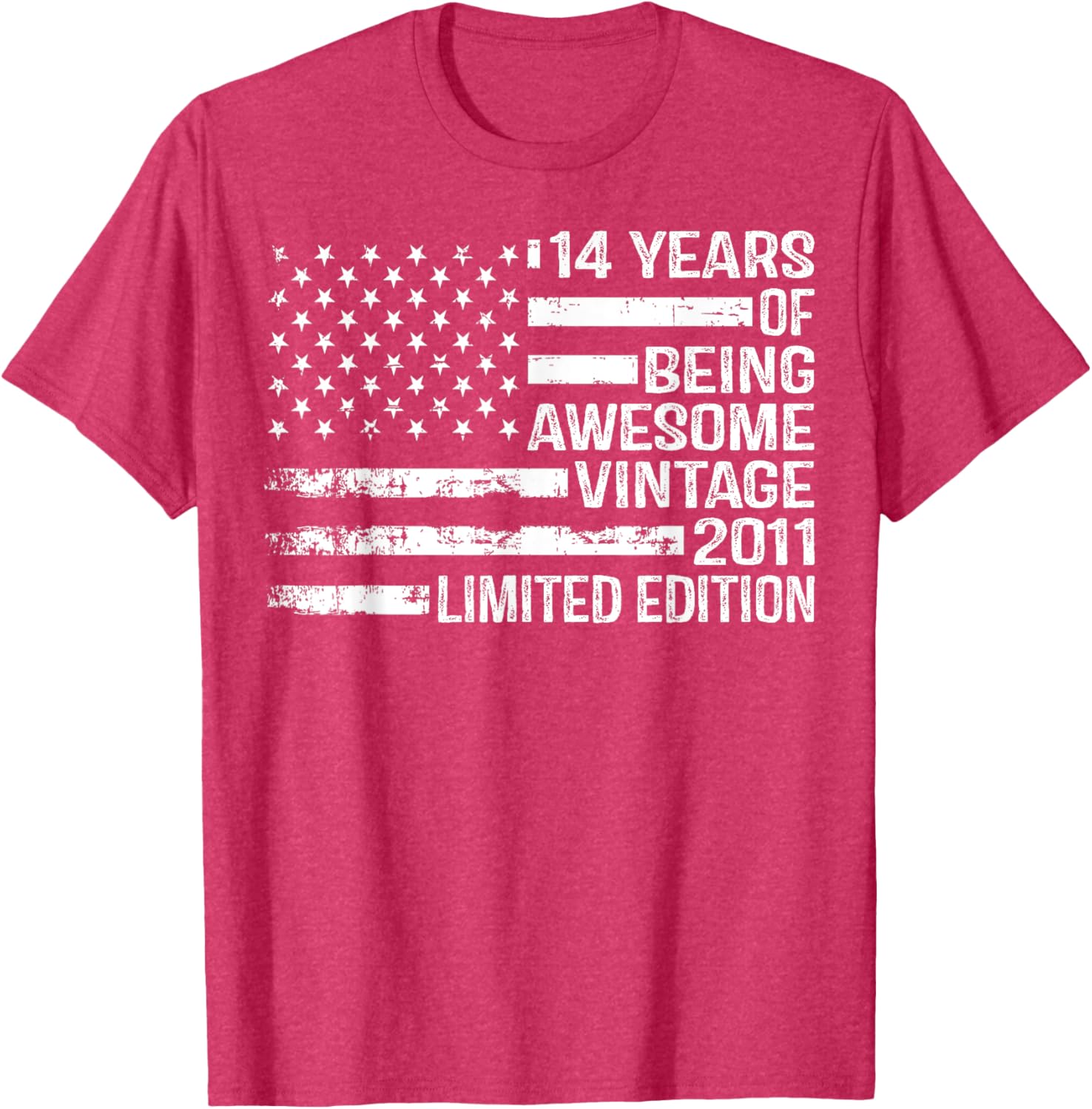 Vintage American Flag T-Shirt for 14th Birthday Celebration - 14 Years Old - 22